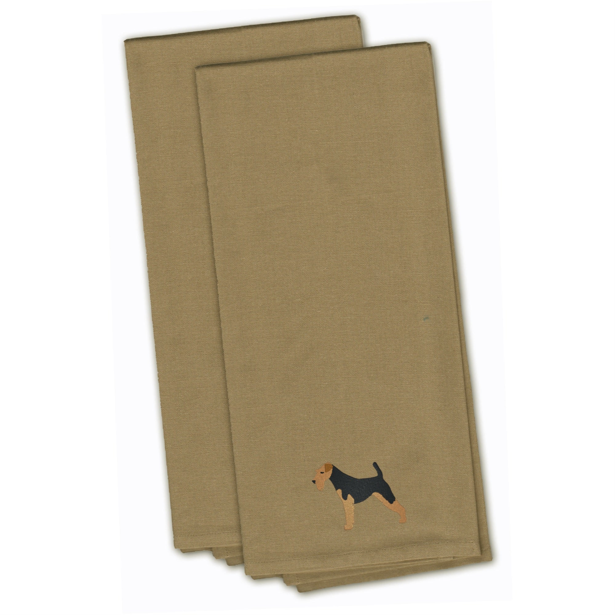 'Caroline'S Treasures Bb3457Tntwe Airedale Terrier Tan Embroidered Kitchen Towel (Set Of 2), 28'''' X 19'''', Multicolor''