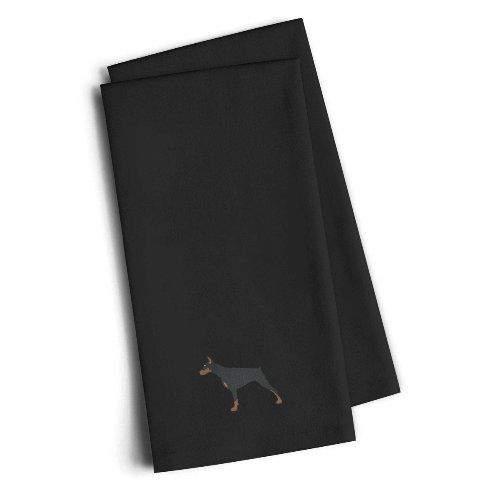 'Caroline'S Treasures Bb3460Bktwe Doberman Pinscher Black Embroidered Kitchen Towel (Set Of 2), 28'''' H X 19'''' W, Multicolor