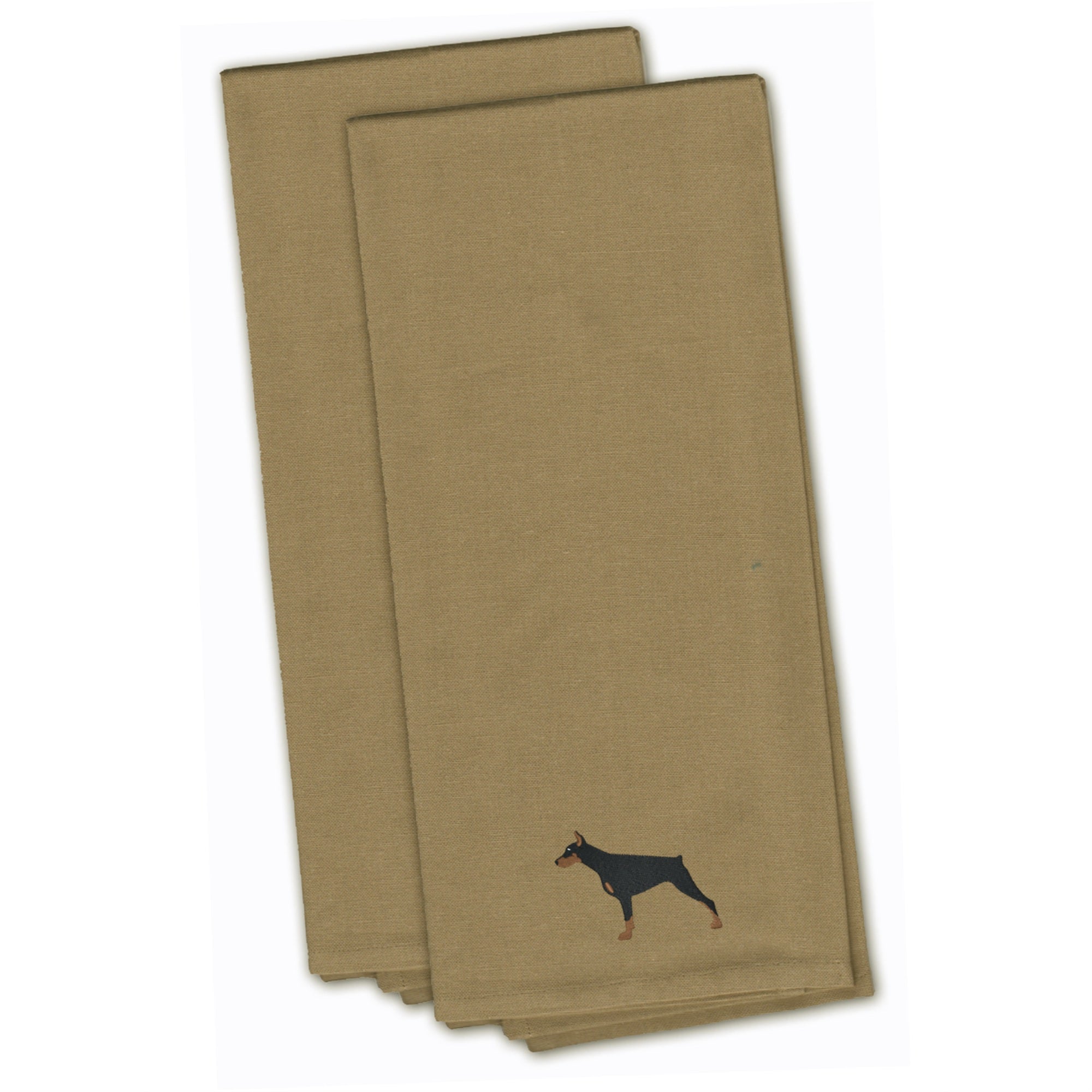 'Caroline'S Treasures Bb3460Tntwe Doberman Pinscher Tan Embroidered Kitchen Towel (Set Of 2), 28'''' X 19'''', Multicolor''