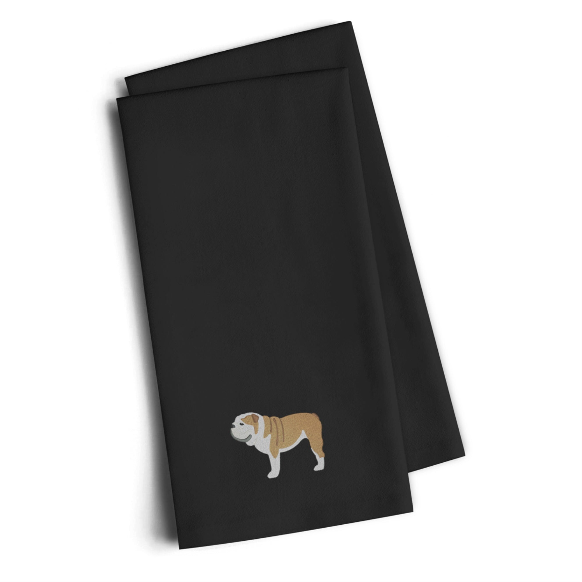 'Caroline'S Treasures Bb3462Bktwe English Bulldog Black Embroidered Kitchen Towel (Set Of 2), 28'''' H X 19'''' W, Multicolor''