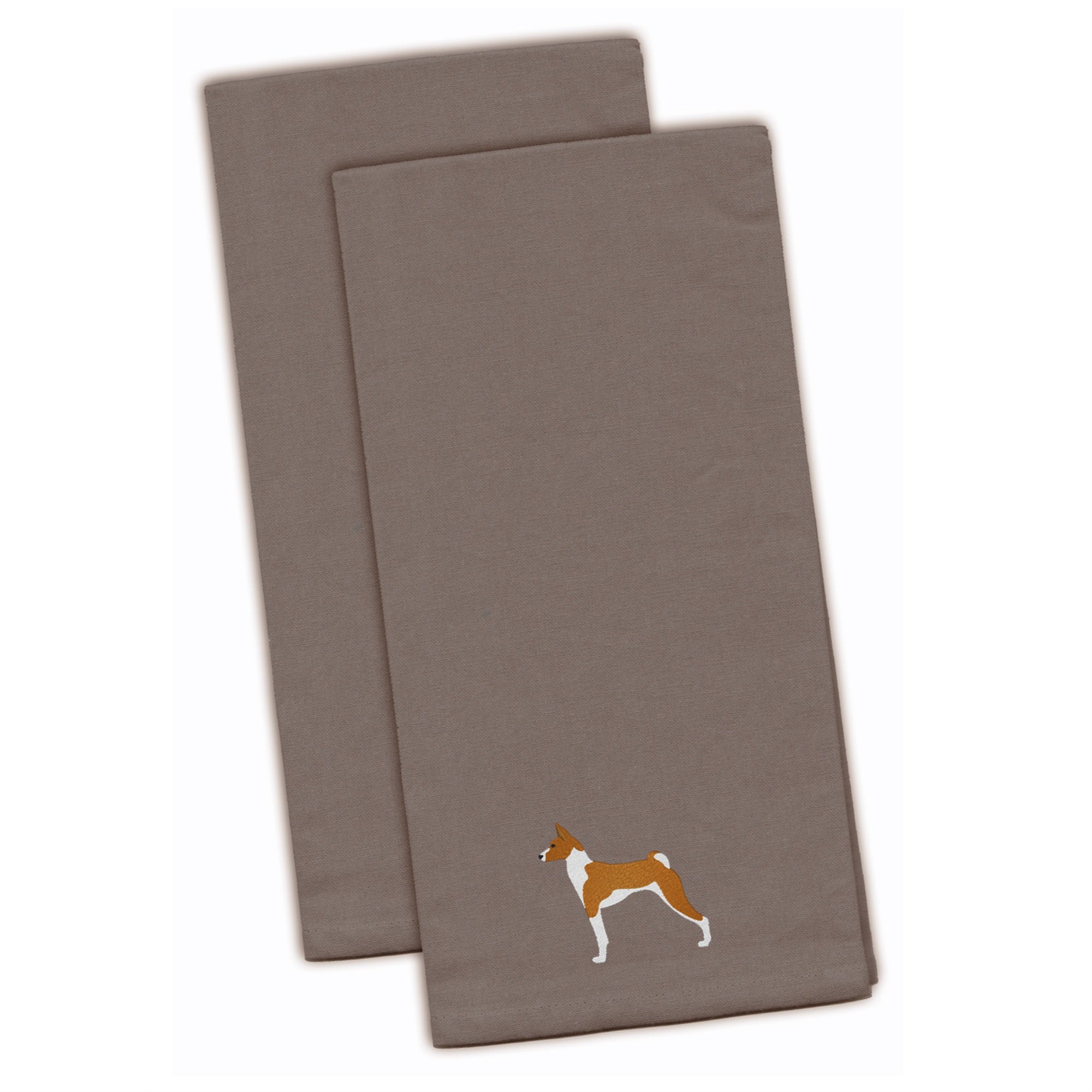 'Caroline'S Treasures Bb3474Gytwe Basenji Gray Embroidered Kitchen Towel (Set Of 2), 28'''' X 19'''', Multicolor''