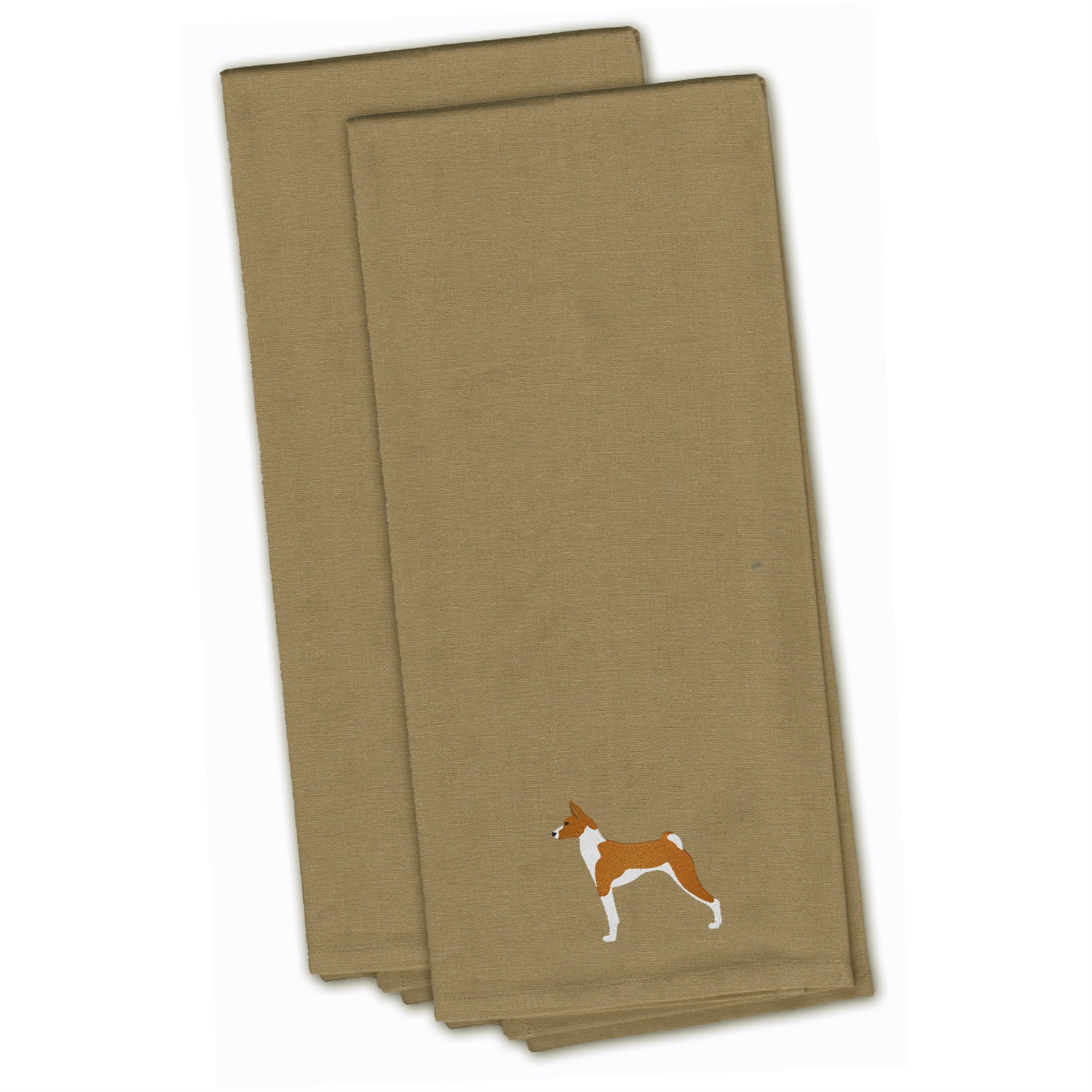 'Caroline'S Treasures Bb3474Tntwe Basenji Tan Embroidered Kitchen Towel (Set Of 2), 28'''' X 19'''', Multicolor''