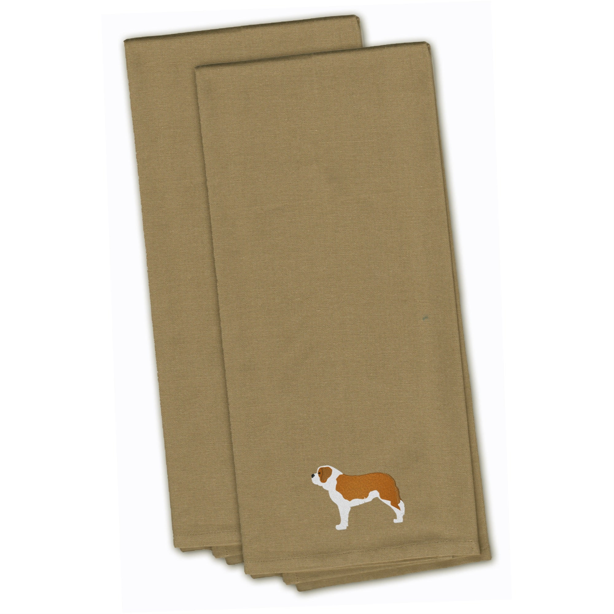 'Caroline'S Treasures Bb3476Tntwe Saint Bernard Tan Embroidered Kitchen Towel (Set Of 2), 28'''' X 19'''', Multicolor''
