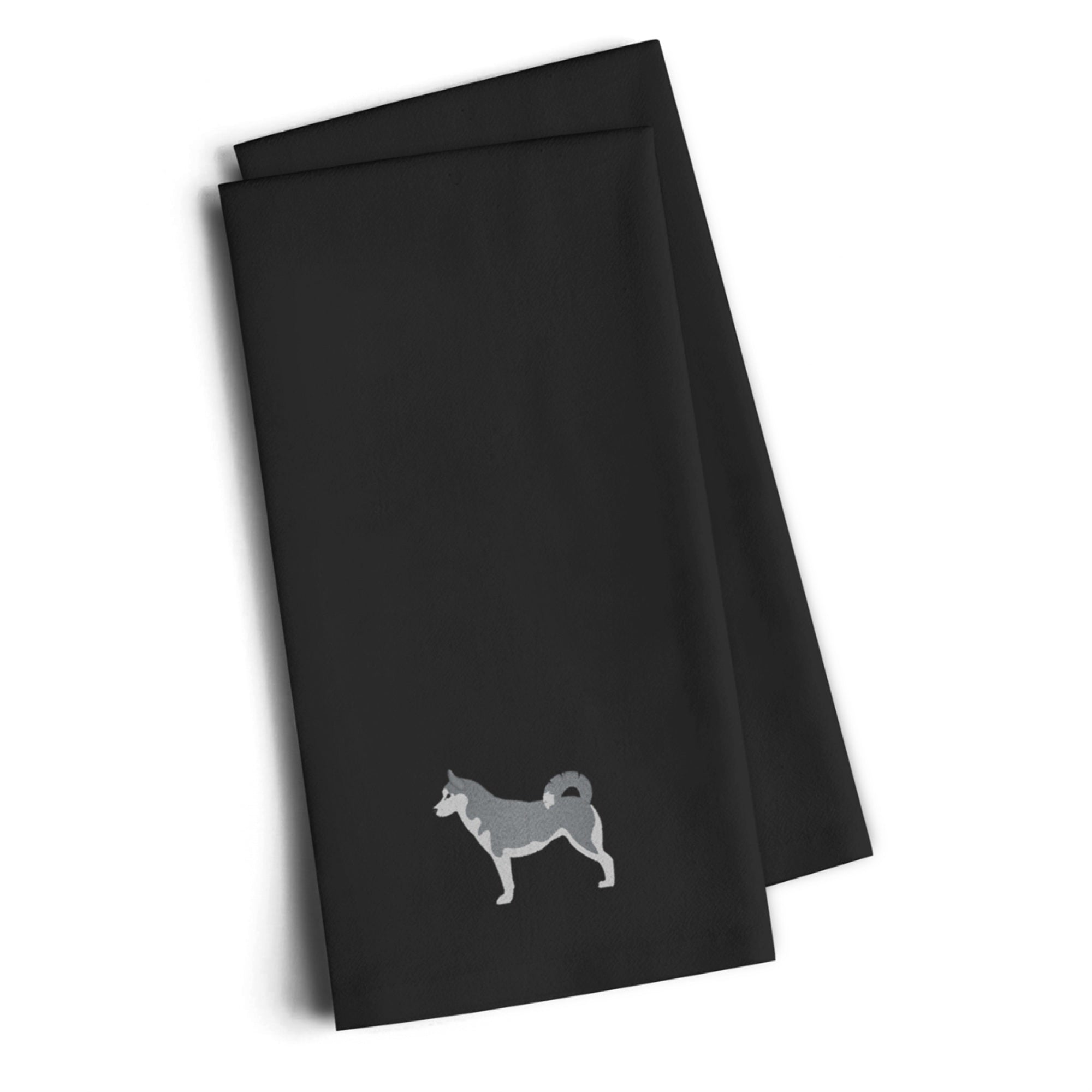 'Caroline'S Treasures Bb3480Bktwe Siberian Husky Black Embroidered Kitchen Towel (Set Of 2), 28'''' H X 19'''' W, Multicolor''