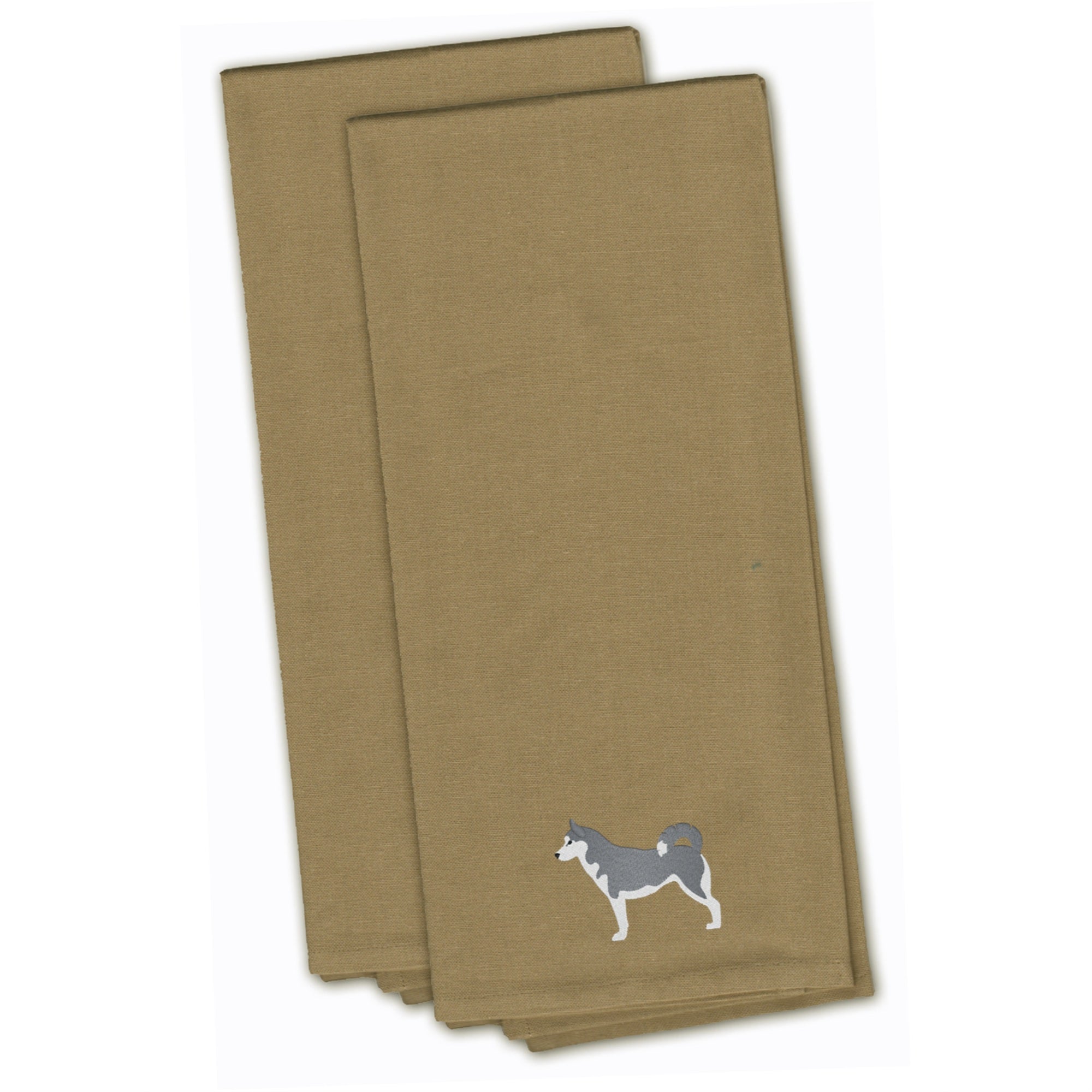 'Caroline'S Treasures Bb3480Tntwe Siberian Husky Tan Embroidered Kitchen Towel (Set Of 2), 28'''' X 19'''', Multicolor''