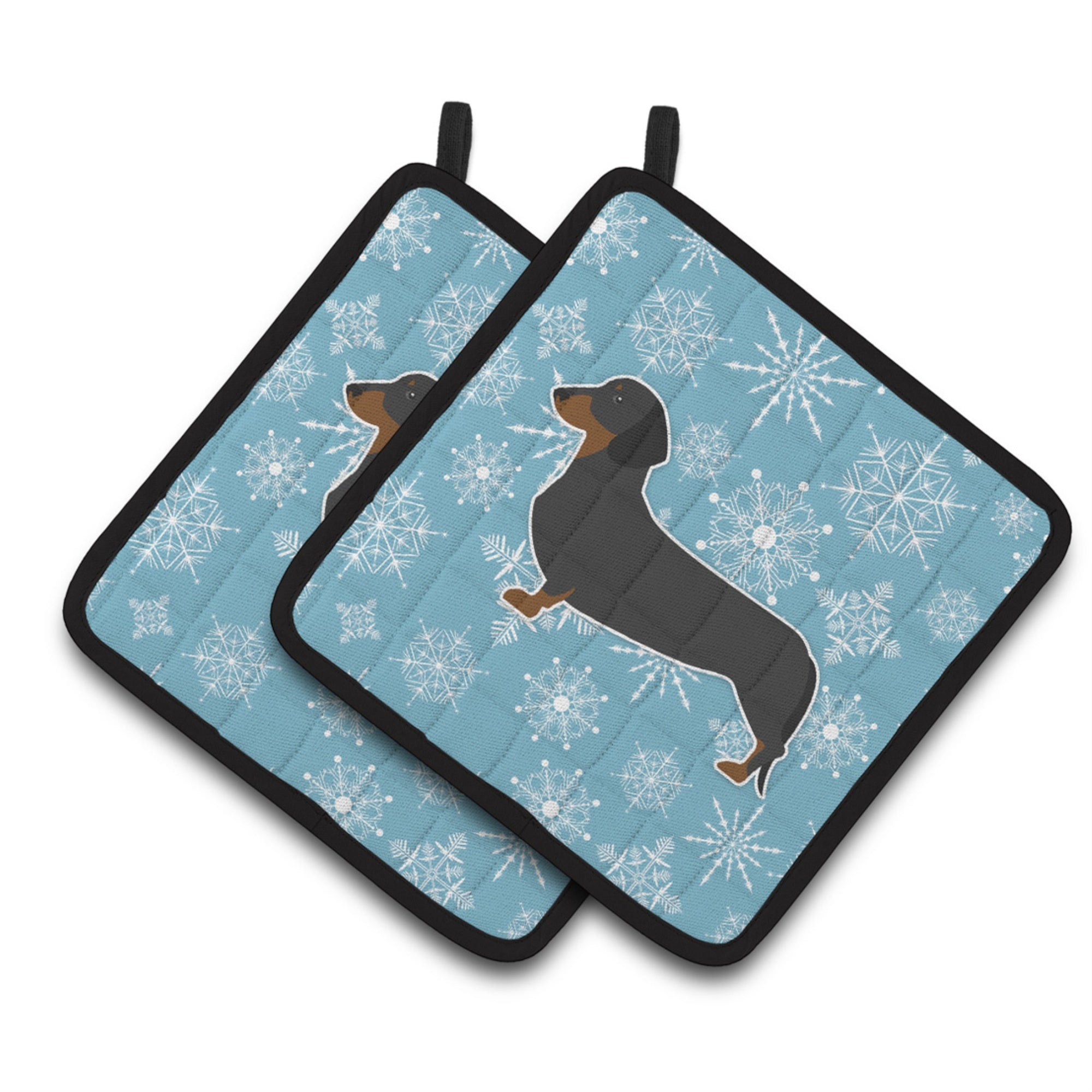 'Caroline'S Treasures Winter Snowflake Dachshund Pair Of Pot Holders Bb3482Pthd, 7.5Hx7.5W, Multicolor''