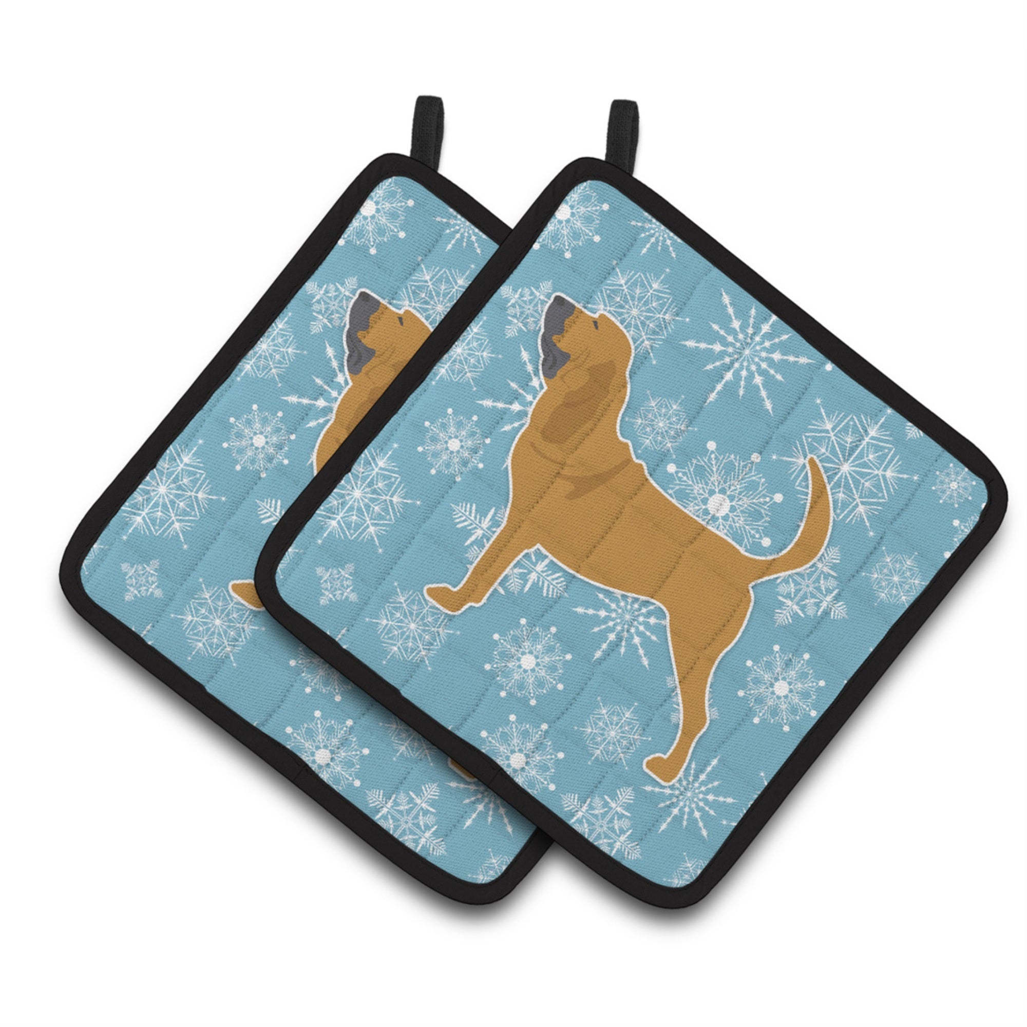 'Caroline'S Treasures Winter Snowflake Bloodhound Pair Of Pot Holders Bb3484Pthd, 7.5Hx7.5W, Multicolor''