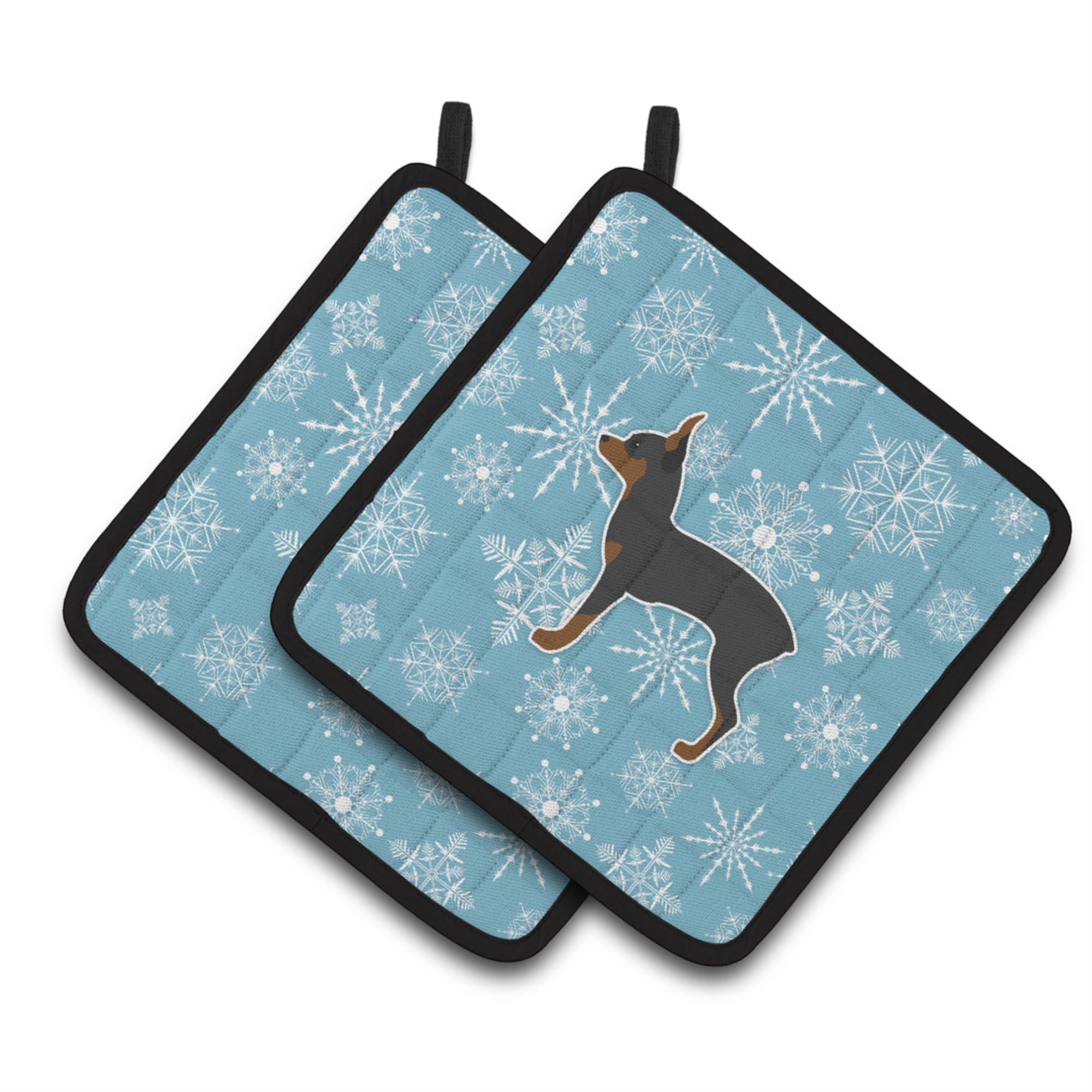 'Caroline'S Treasures Winter Snowflake Toy Fox Terrier Pair Of Pot Holders Bb3487Pthd, 7.5Hx7.5W, Multicolor''
