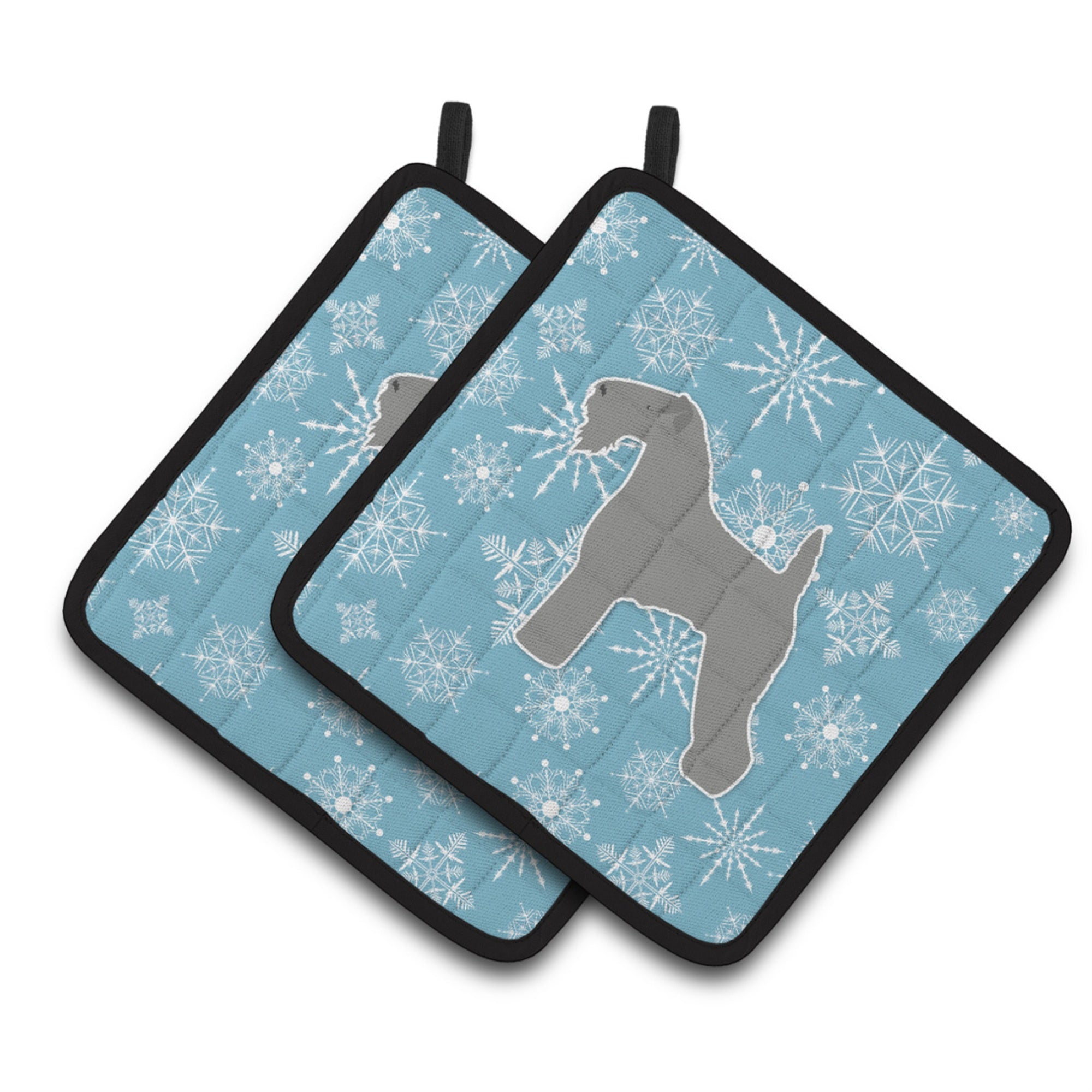 'Caroline'S Treasures Winter Snowflake Kerry Blue Terrier Pair Of Pot Holders Bb3492Pthd, 7.5Hx7.5W, Multicolor''