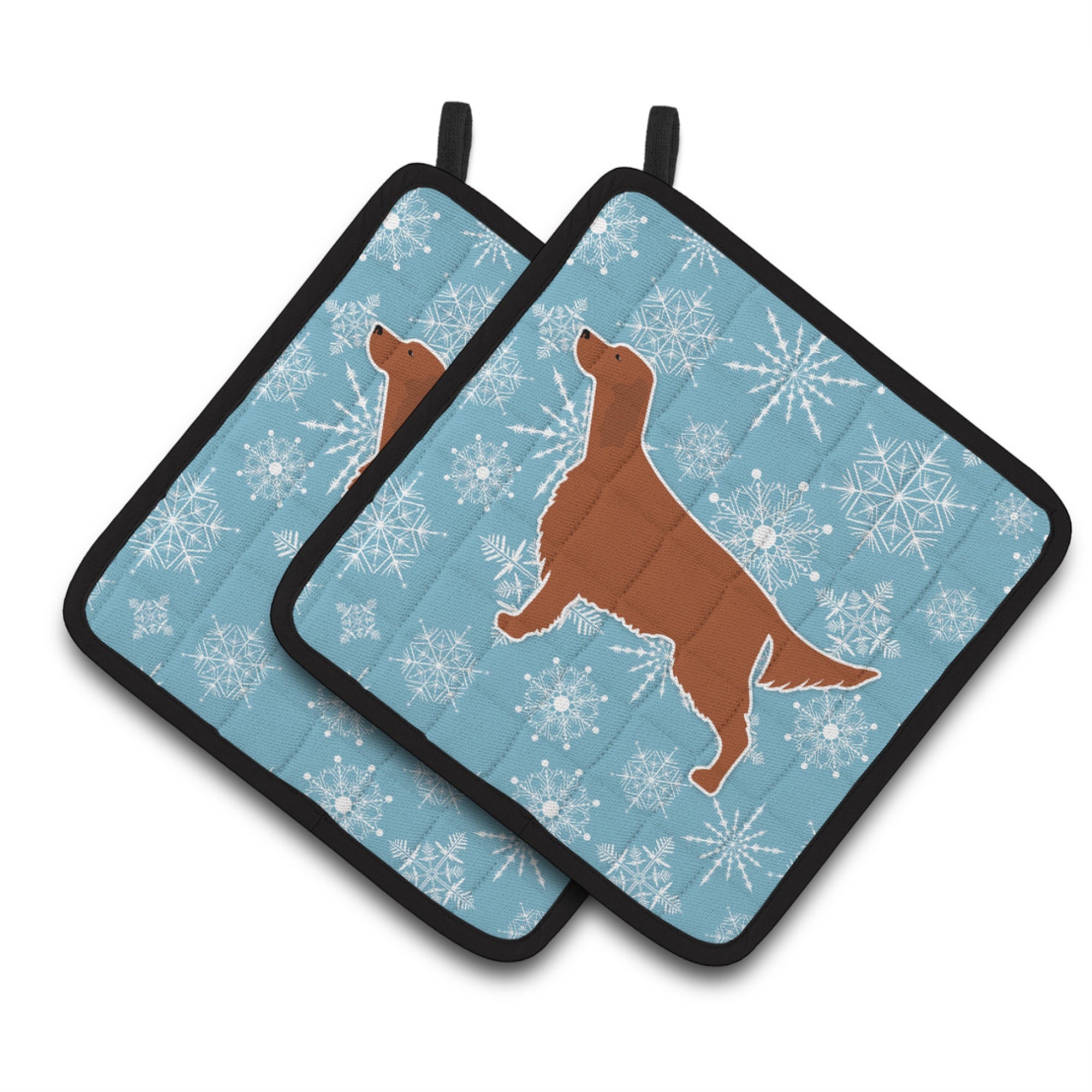 'Caroline'S Treasures Winter Snowflake Irish Setter Pair Of Pot Holders Bb3493Pthd, 7.5Hx7.5W, Multicolor''