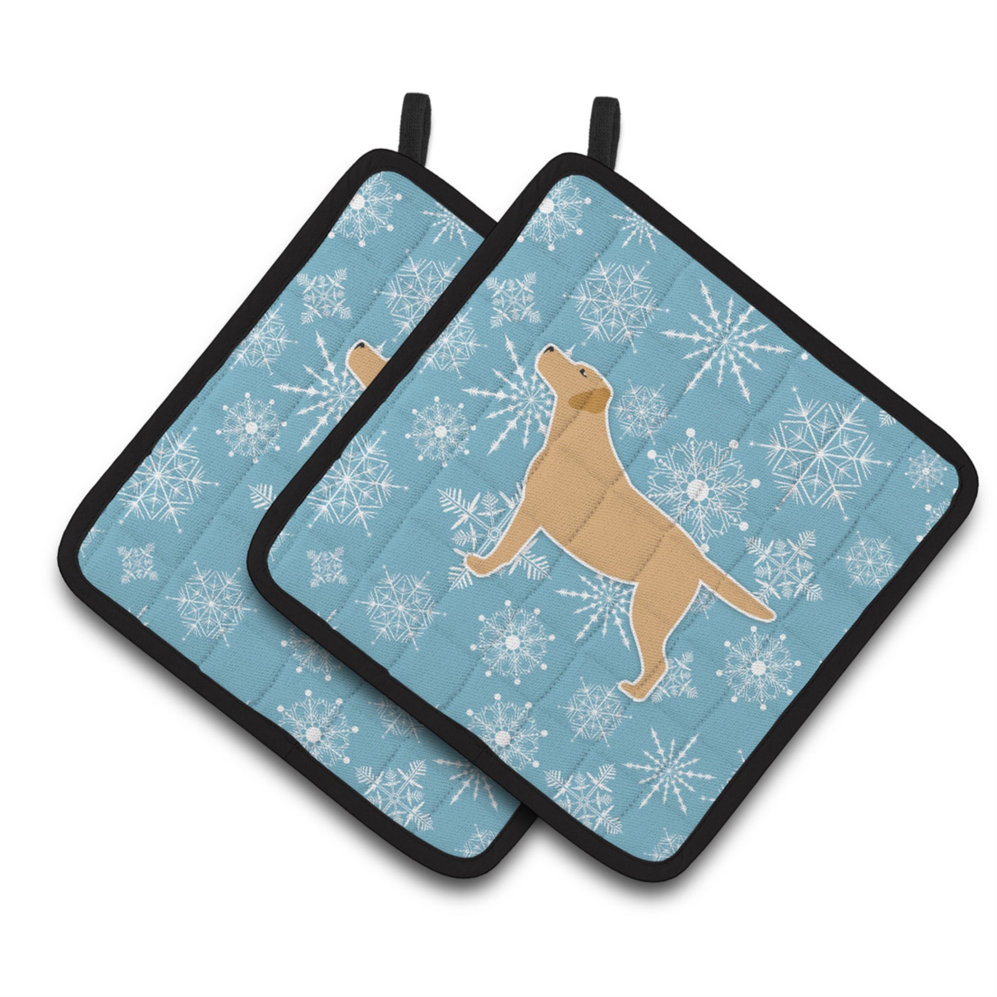 'Caroline'S Treasures Winter Snowflake Yellow Labrador Retriever Pair Of Pot Holders Bb3497Pthd, 7.5Hx7.5W, Multicolor''