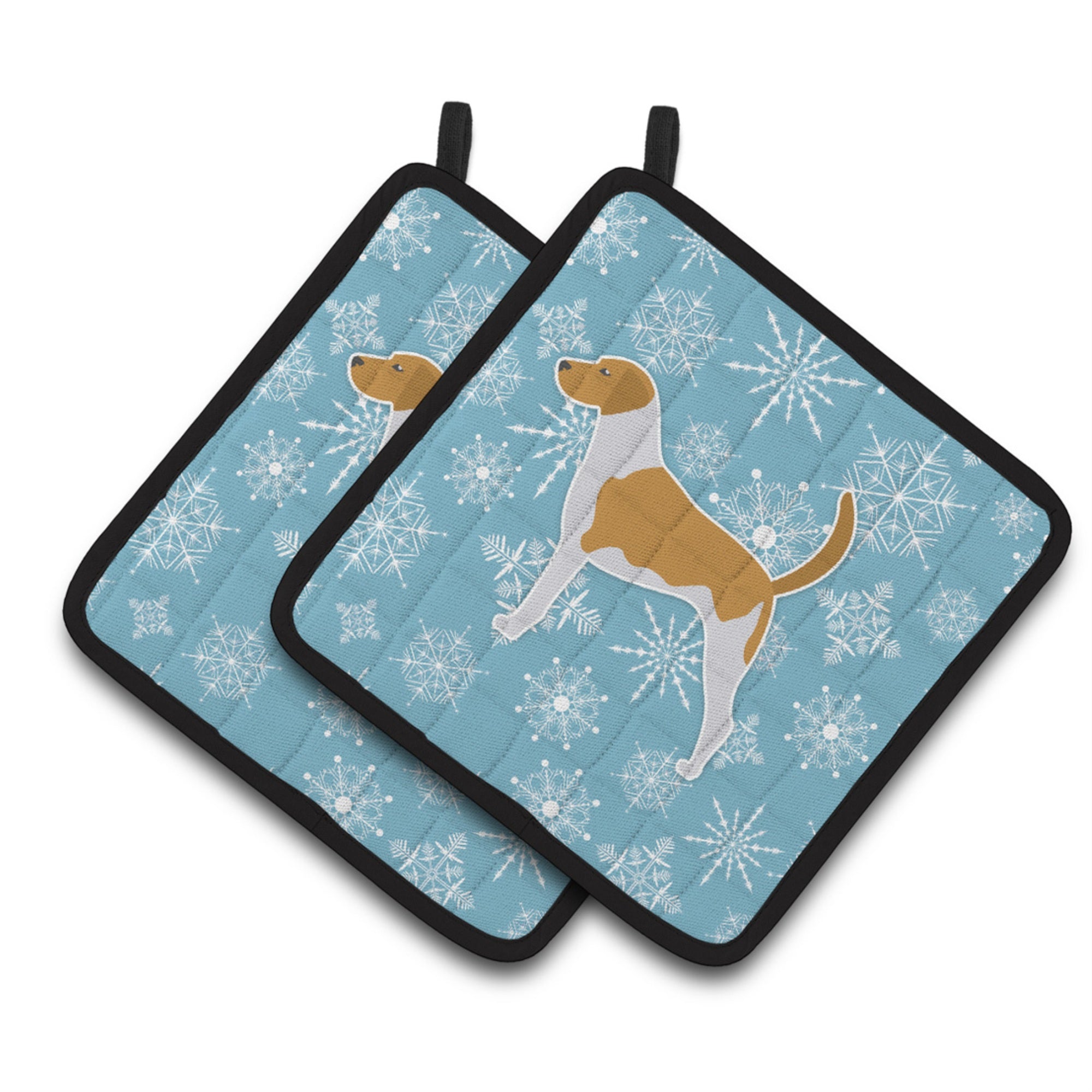 'Caroline'S Treasures Winter Snowflake American Foxhound Pair Of Pot Holders Bb3498Pthd, 7.5Hx7.5W, Multicolor''