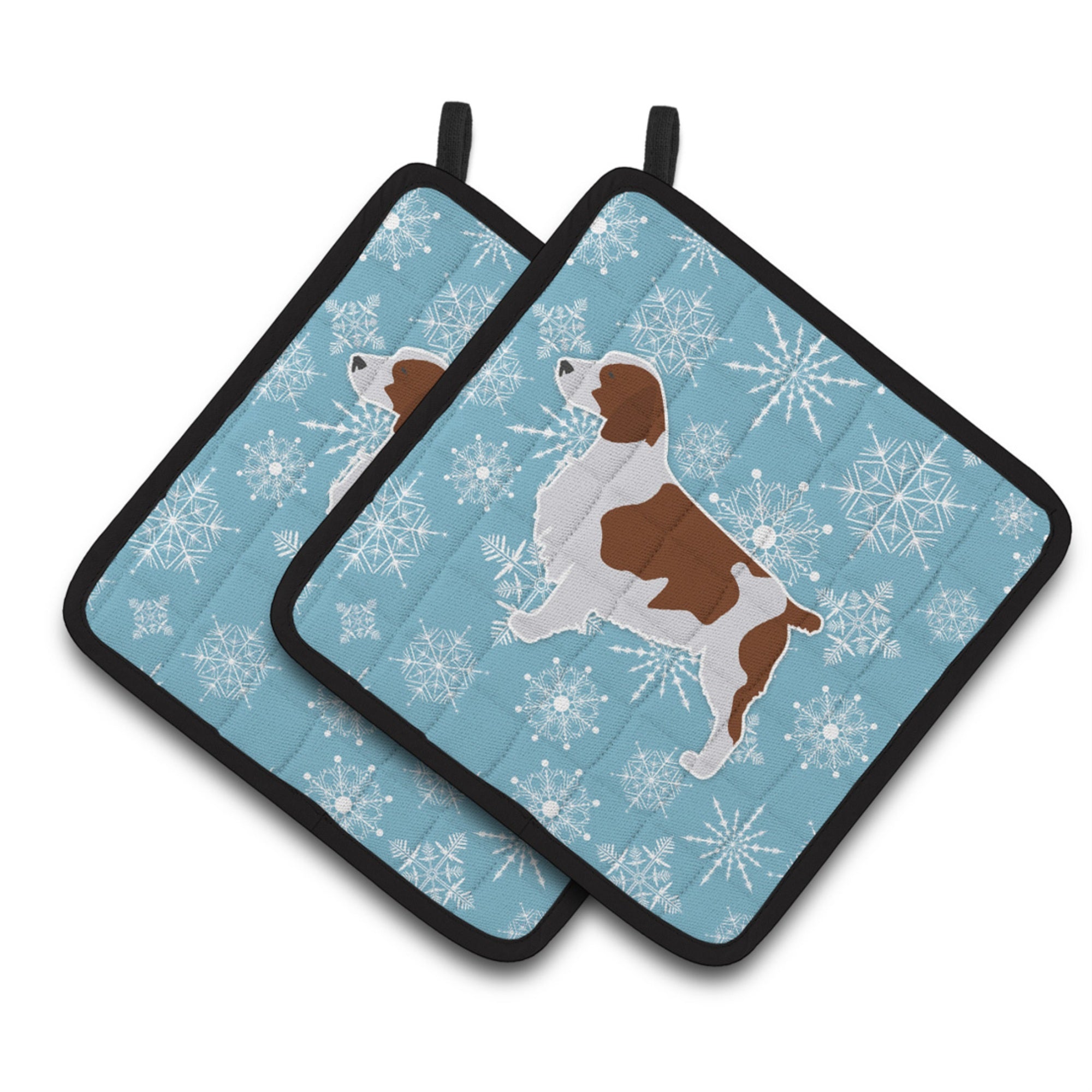 'Caroline'S Treasures Winter Snowflake Welsh Springer Spaniel Pair Of Pot Holders Bb3500Pthd, 7.5Hx7.5W, Multicolor''