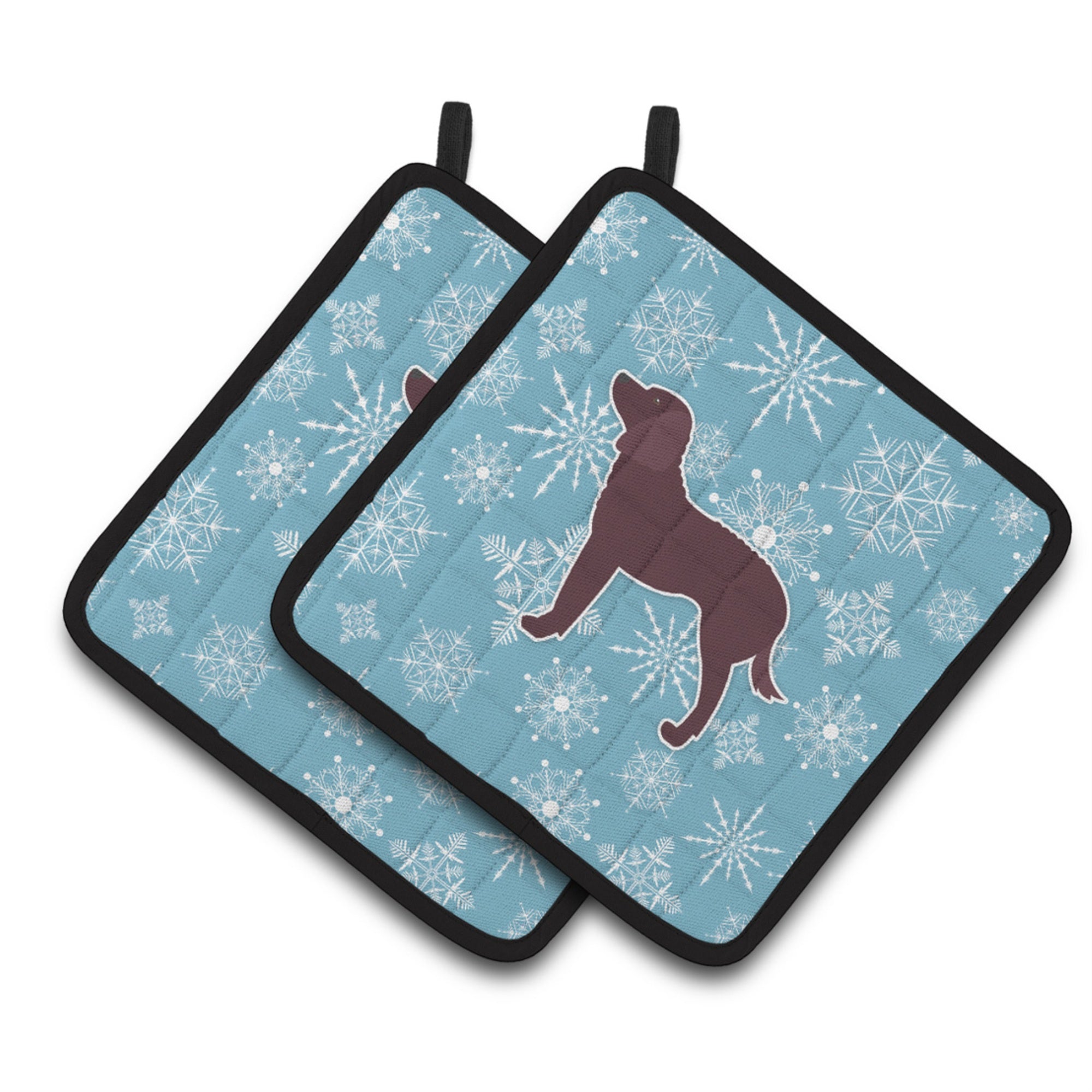 'Caroline'S Treasures Winter Snowflake American Water Spaniel Pair Of Pot Holders Bb3501Pthd, 7.5Hx7.5W, Multicolor''