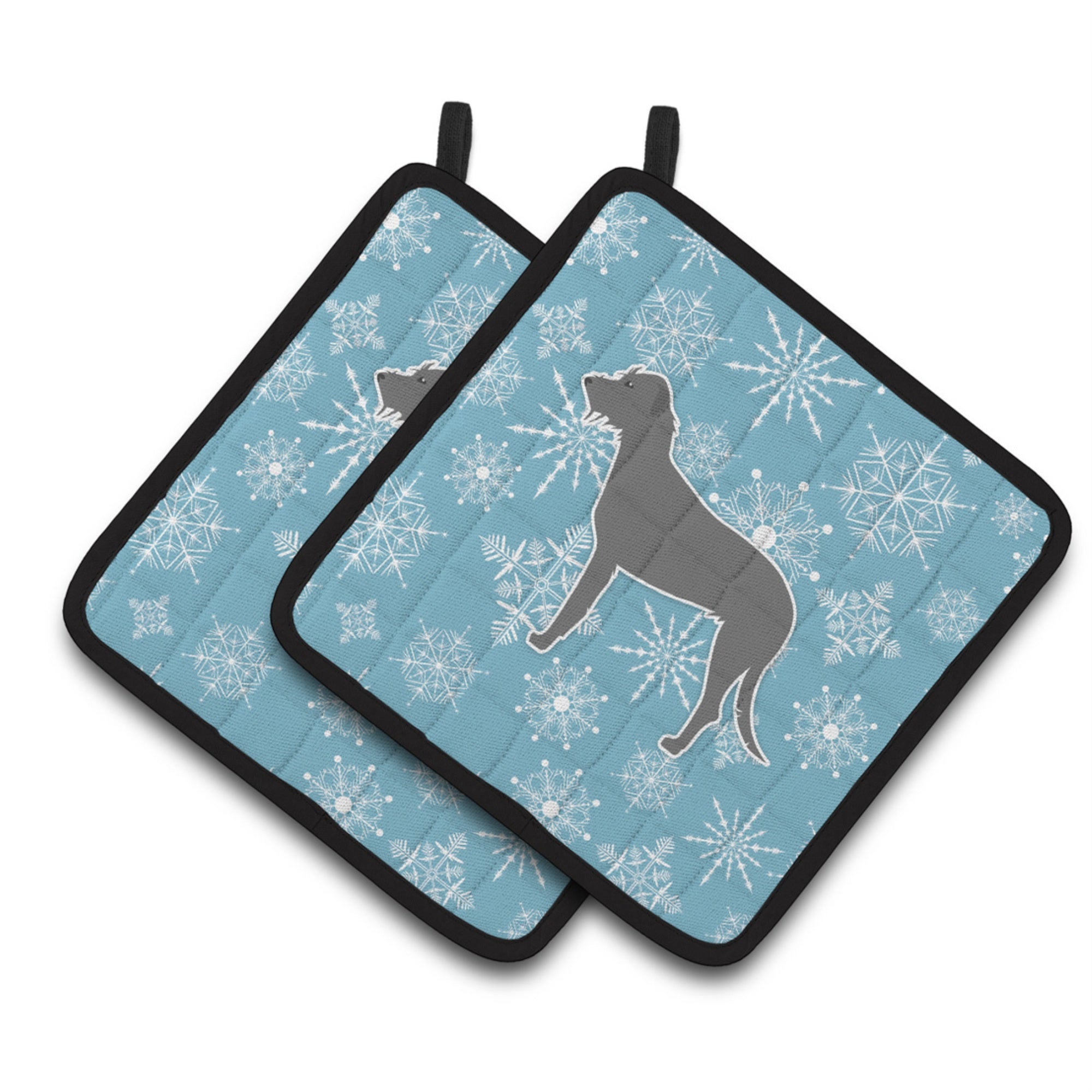 'Caroline'S Treasures Winter Snowflake Irish Wolfhound Pair Of Pot Holders Bb3503Pthd, 7.5Hx7.5W, Multicolor''