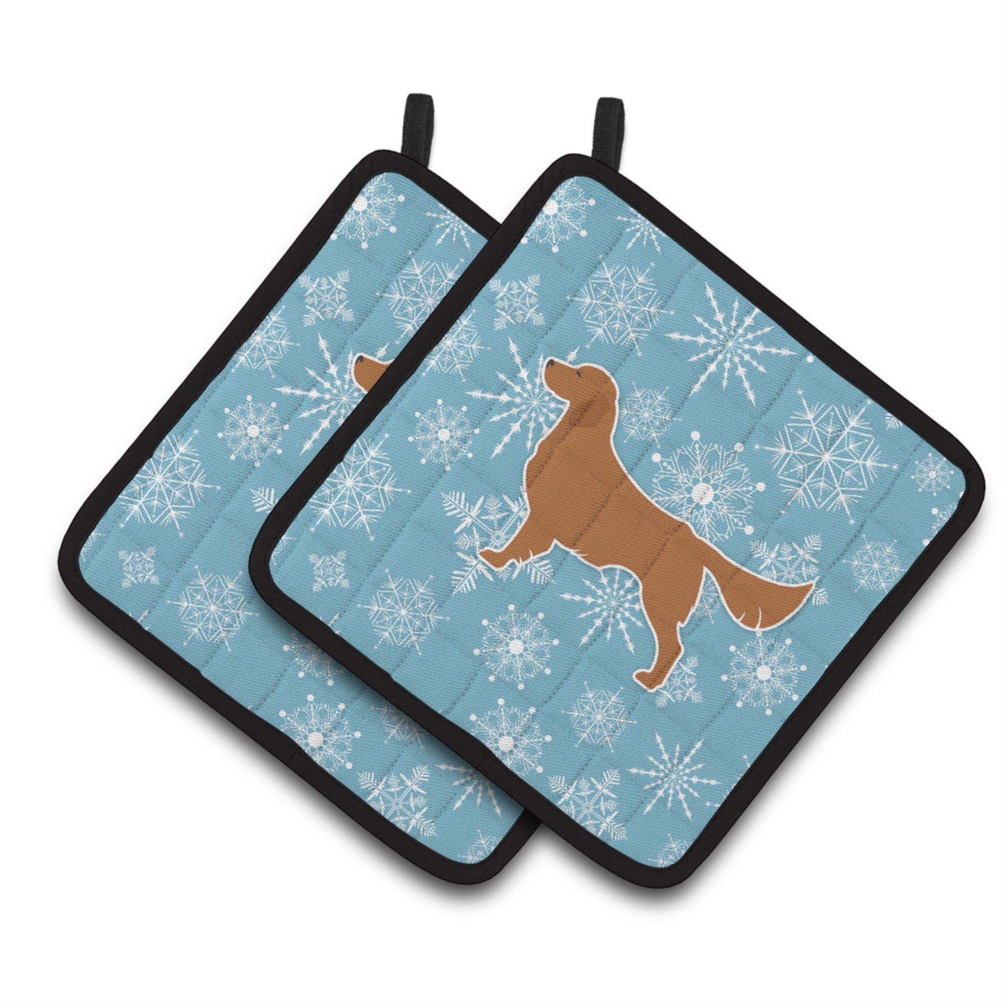 'Caroline'S Treasures Winter Snowflake Golden Retriever Pair Of Pot Holders Bb3504Pthd, 7.5Hx7.5W, Multicolor''