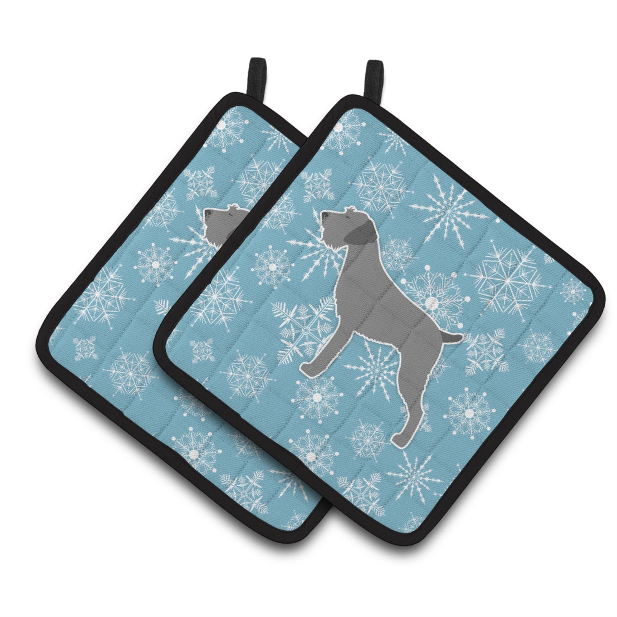 'Caroline'S Treasures Winter Snowflake German Wirehaired Pointer Pair Of Pot Holders Bb3511Pthd, 7.5Hx7.5W, Multicolor''