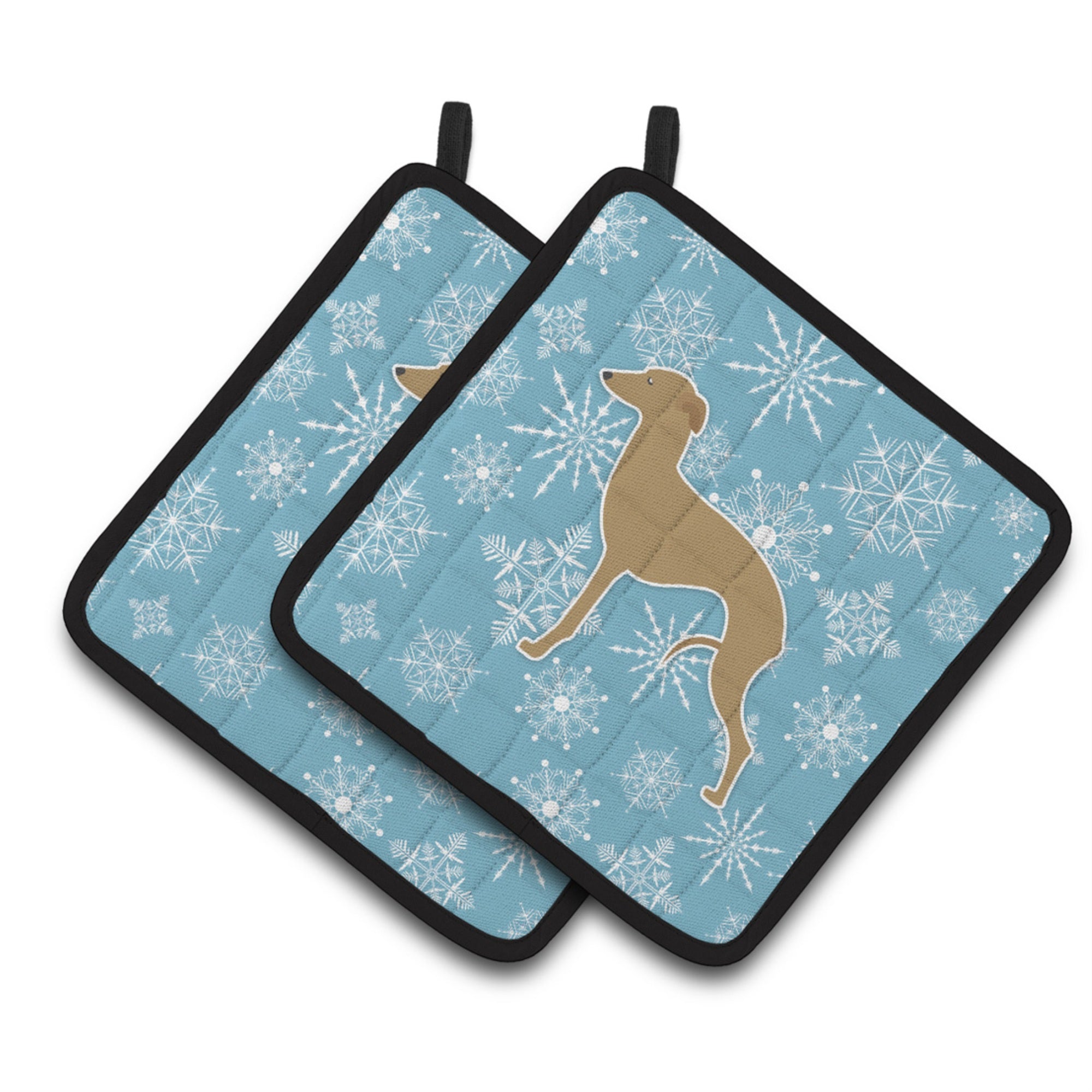 'Caroline'S Treasures Winter Snowflake Italian Greyhound Pair Of Pot Holders Bb3514Pthd, 7.5Hx7.5W, Multicolor''