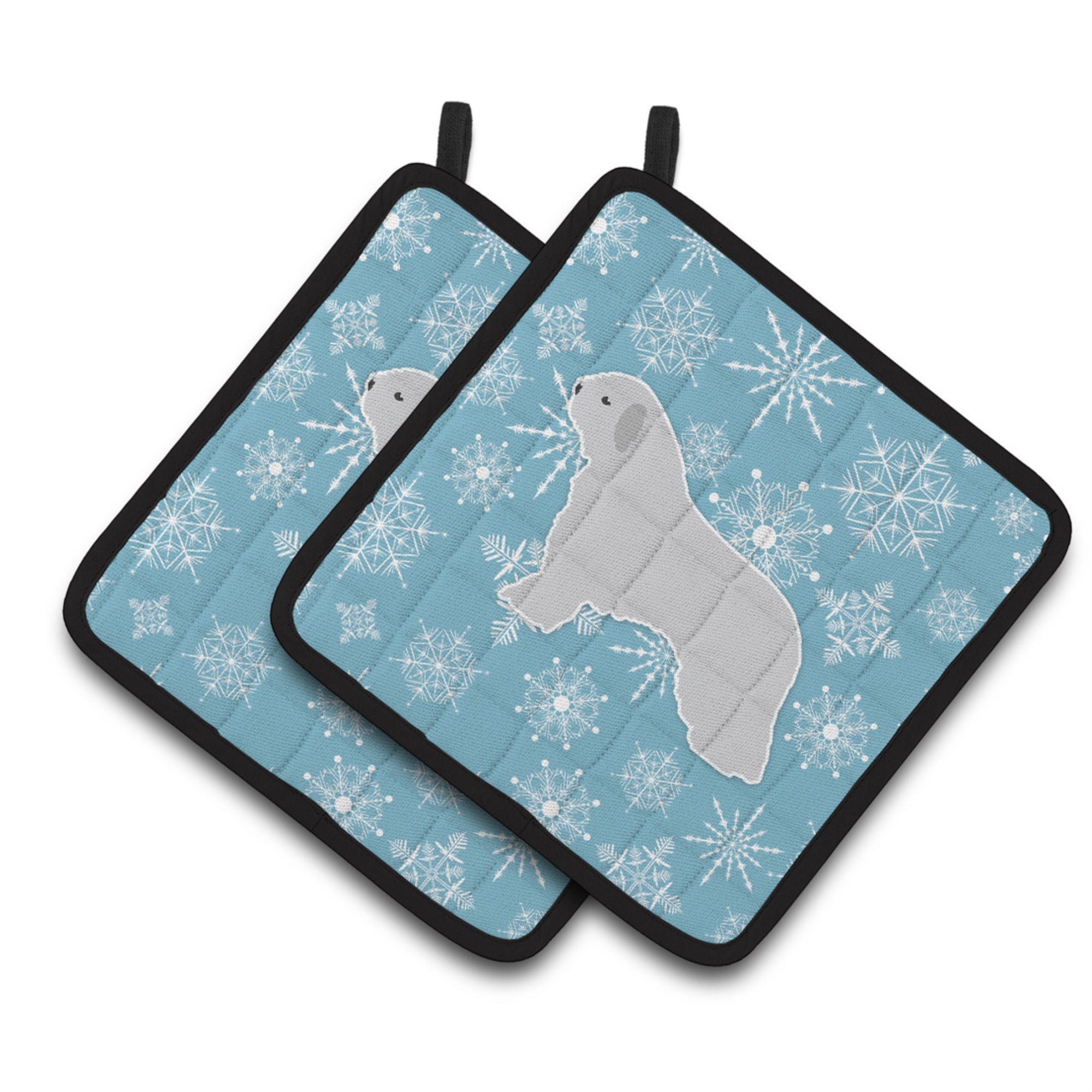 'Caroline'S Treasures Winter Snowflake Spanish Water Dog Pair Of Pot Holders Bb3515Pthd, 7.5Hx7.5W, Multicolor''