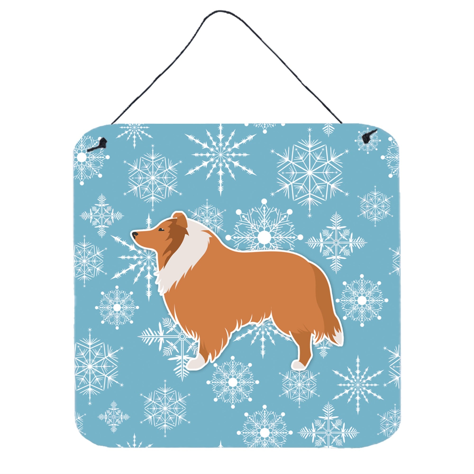 'Caroline'S Treasures Winter Snowflake Collie Wall Or Door Hanging Prints Bb3516Ds66, 6'''' X 6'''', Multicolor''
