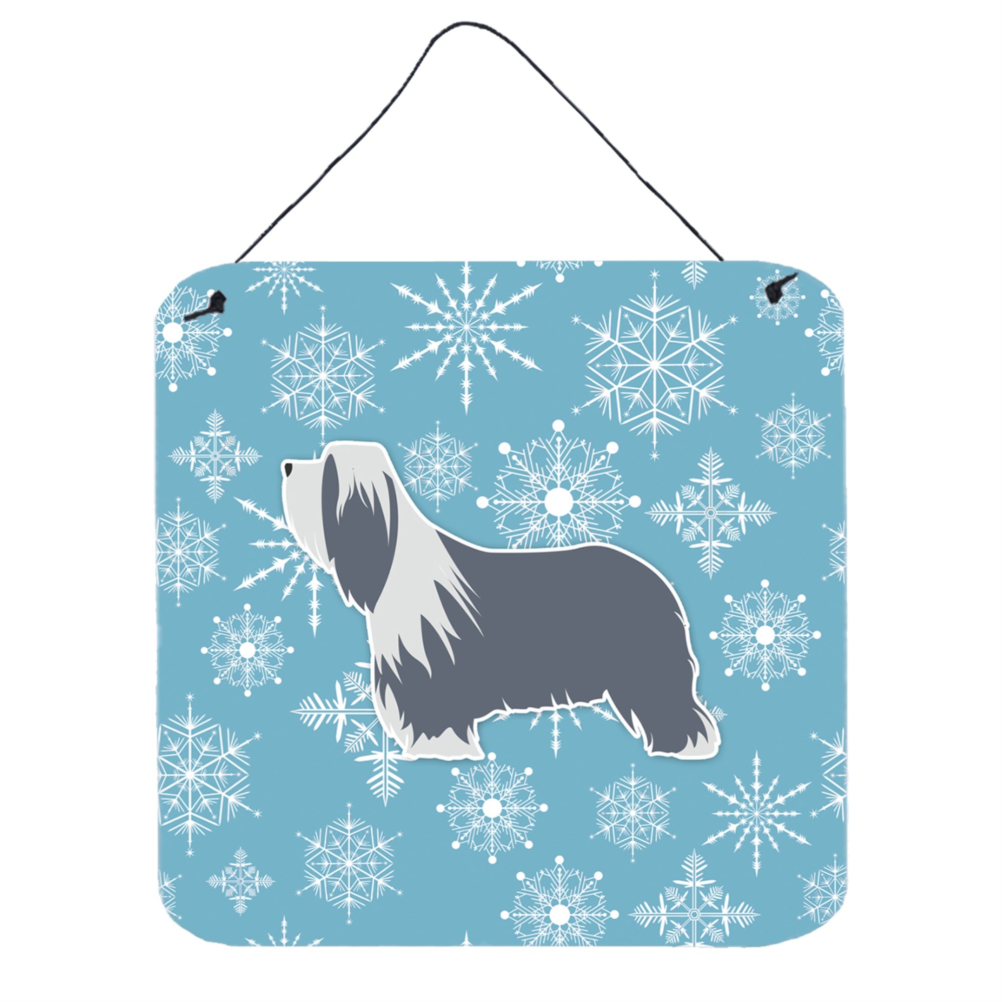 'Caroline'S Treasures Winter Snowflake Bearded Collie Wall Or Door Hanging Prints Bb3517Ds66, 6'''' X 6'''', Multicolor''