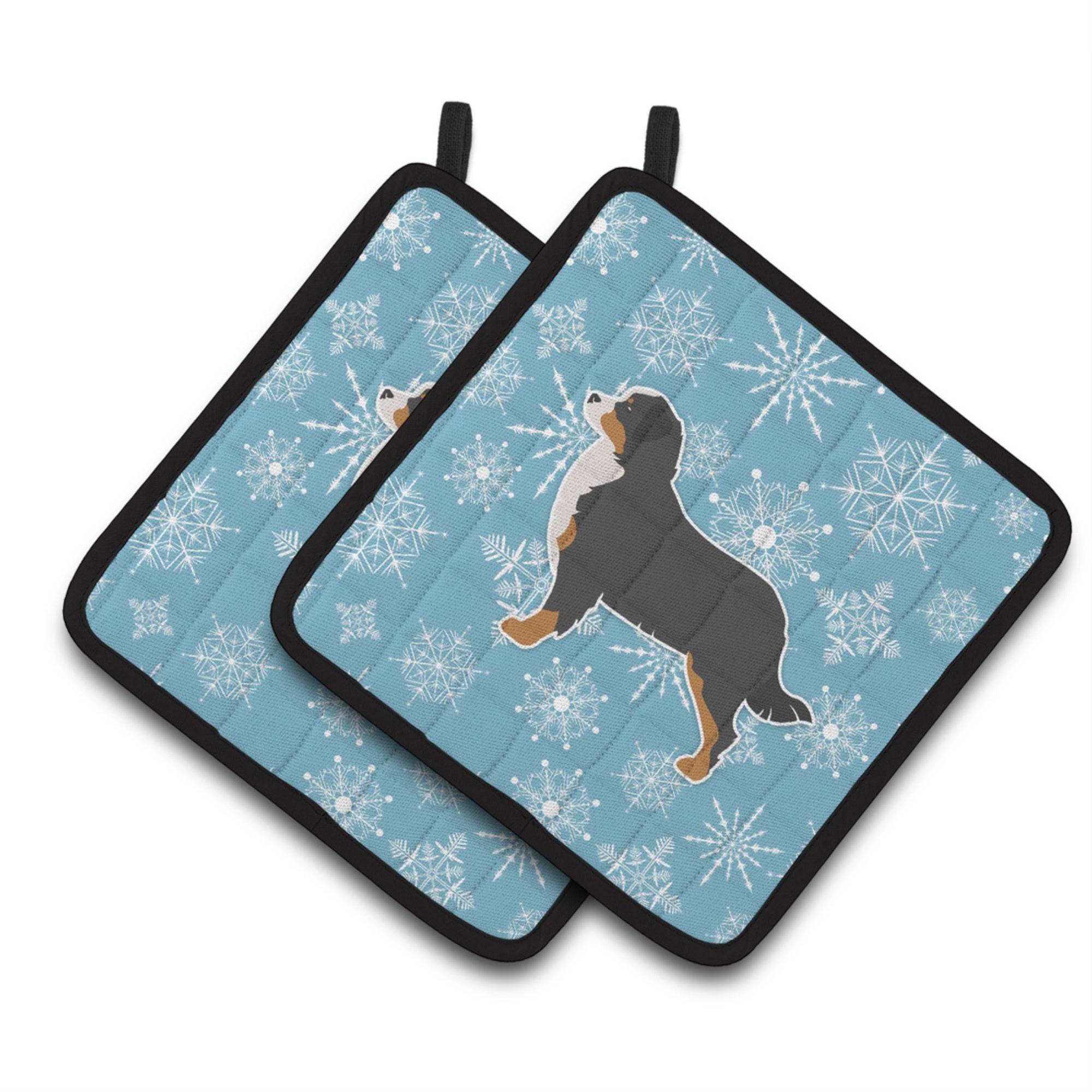 'Caroline'S Treasures Winter Snowflake Bernese Mountain Dog Pair Of Pot Holders Bb3519Pthd, 7.5Hx7.5W, Multicolor''