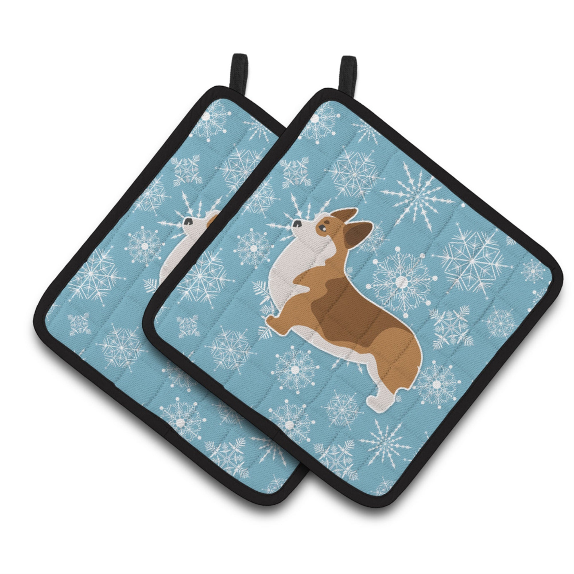 'Caroline'S Treasures Winter Snowflake Corgi Pair Of Pot Holders Bb3520Pthd, 7.5Hx7.5W, Multicolor''