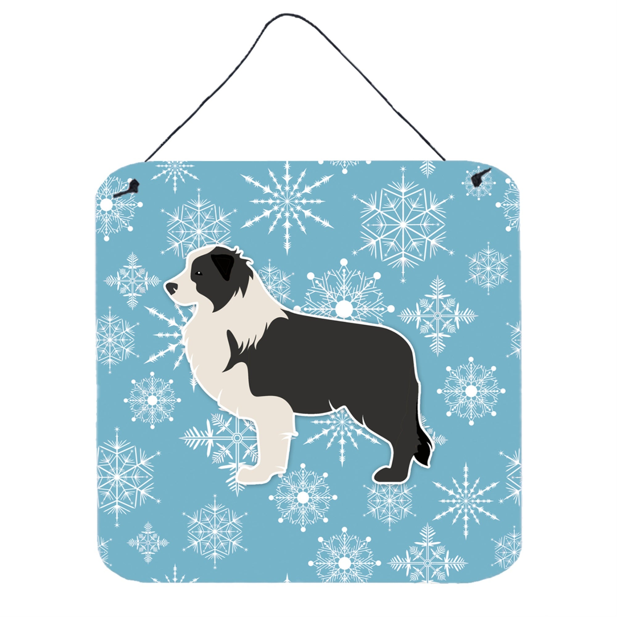 'Caroline'S Treasures Winter Snowflake Black Border Collie Wall Or Door Hanging Prints Bb3523Ds66, 6'''' X 6'''', Multicolor''