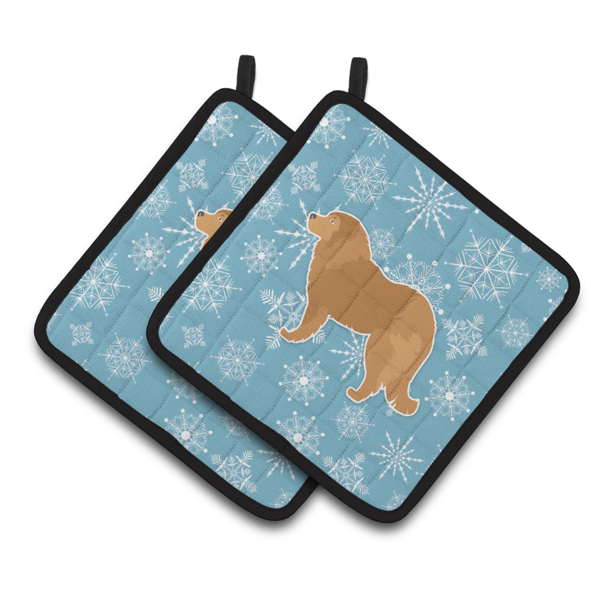 'Caroline'S Treasures Winter Snowflake Caucasian Shepherd Dog Pair Of Pot Holders Bb3525Pthd, 7.5Hx7.5W, Multicolor''