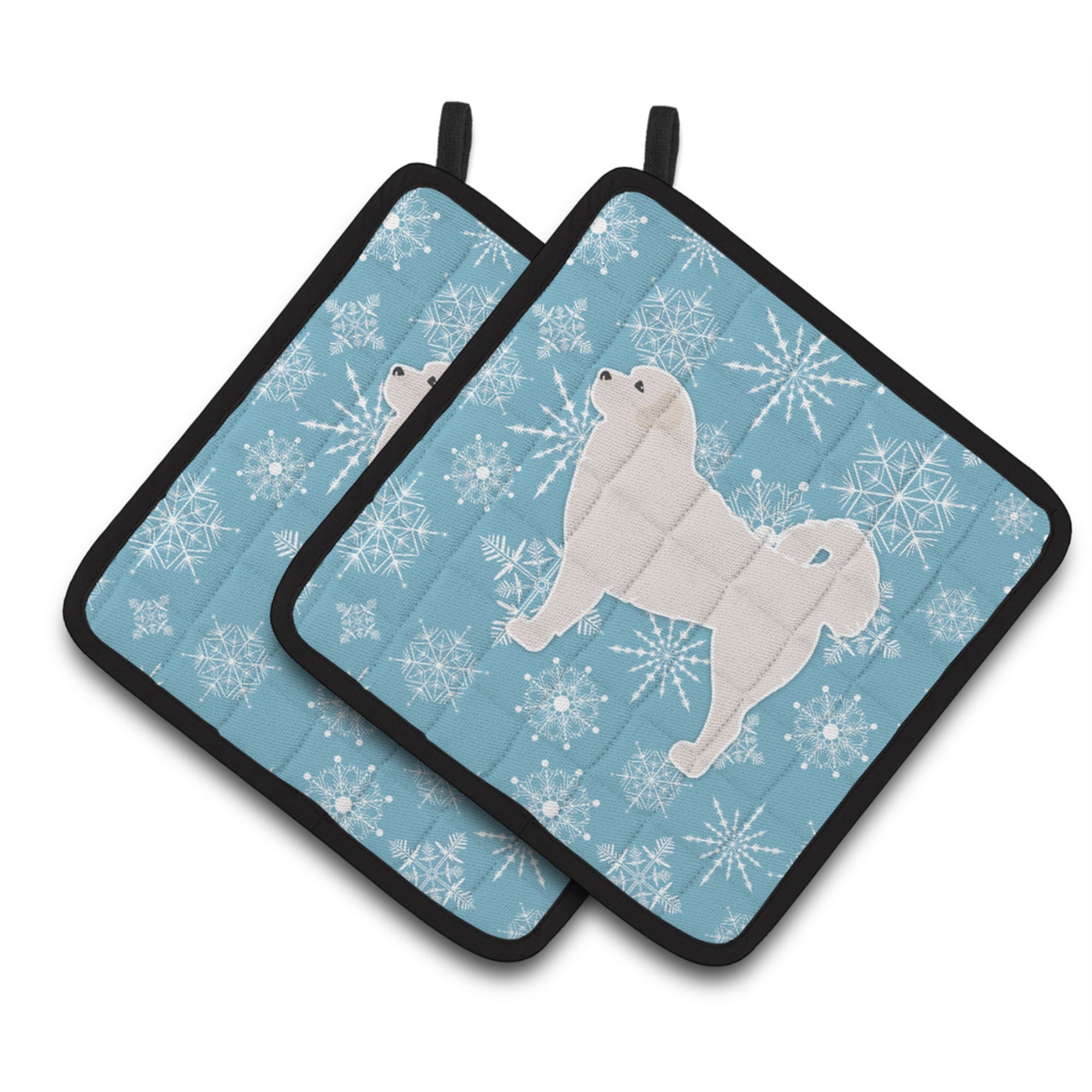 'Caroline'S Treasures Bb3527Pthd Winter Snowflake Polish Tatra Sheepdog Pair Of Pot Holders, 7.5H'''' X 7.5'''' W, Multicolor''