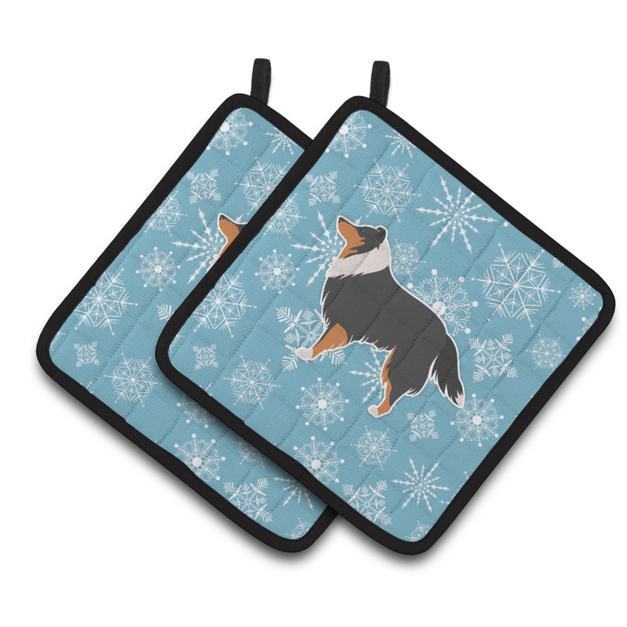 'Caroline'S Treasures Winter Snowflake Sheltie/Shetland Sheepdog Pair Of Pot Holders Bb3530Pthd, 7.5Hx7.5W, Multicolor''