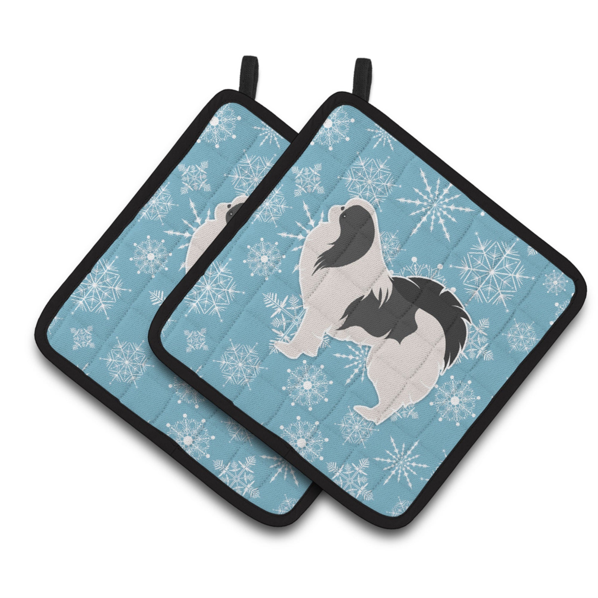 'Caroline'S Treasures Winter Snowflake Japanese Chin Pair Of Pot Holders Bb3537Pthd, 7.5Hx7.5W, Multicolor''