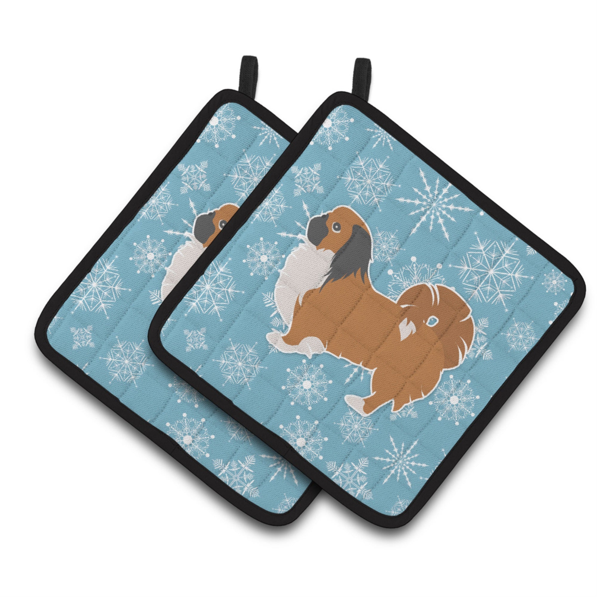 'Caroline'S Treasures Winter Snowflake Pekingese Pair Of Pot Holders Bb3538Pthd, 7.5Hx7.5W, Multicolor''