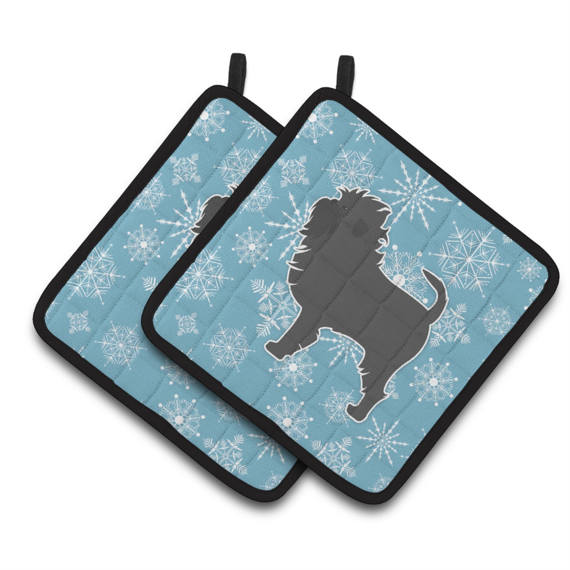 'Caroline'S Treasures Winter Snowflake Affenpinscher Pair Of Pot Holders Bb3548Pthd, 7.5Hx7.5W, Multicolor''