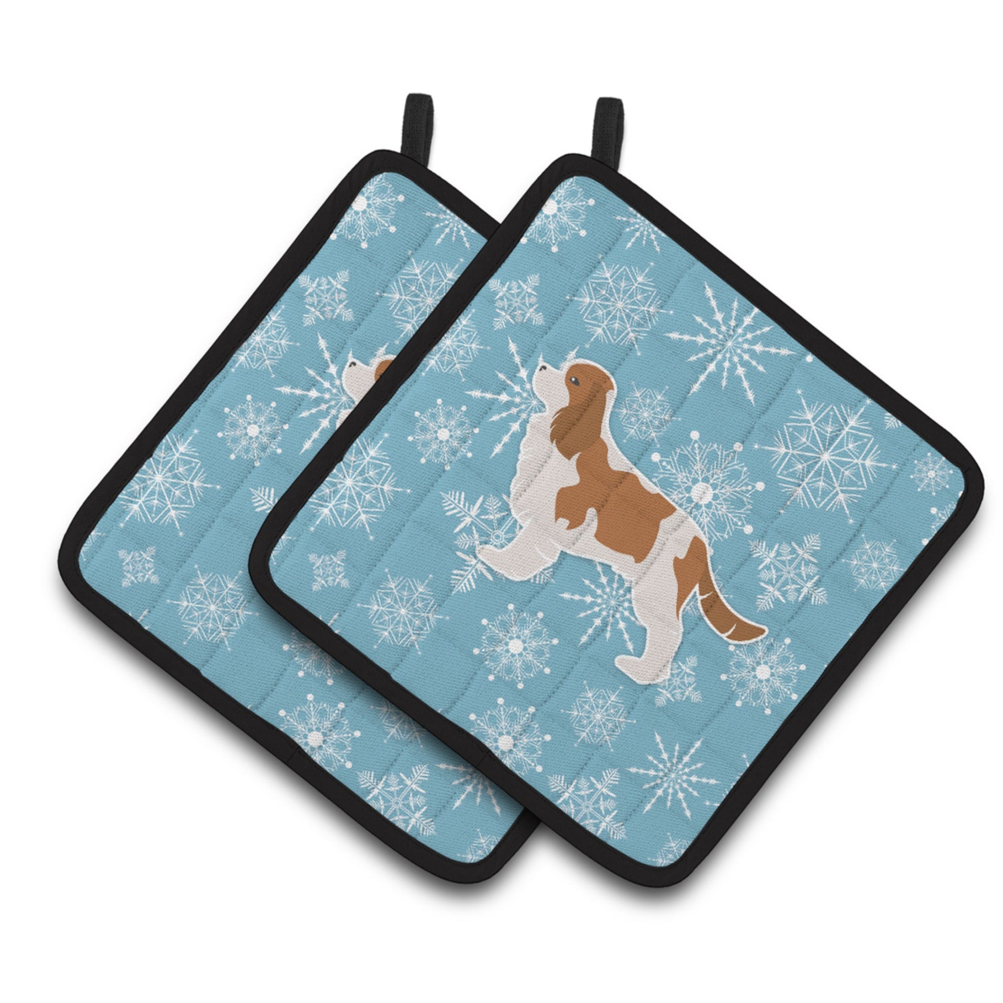 'Caroline'S Treasures Winter Snowflake Cavalier King Charles Spaniel Pair Of Pot Holders Bb3549Pthd, 7.5Hx7.5W, Multicolor''