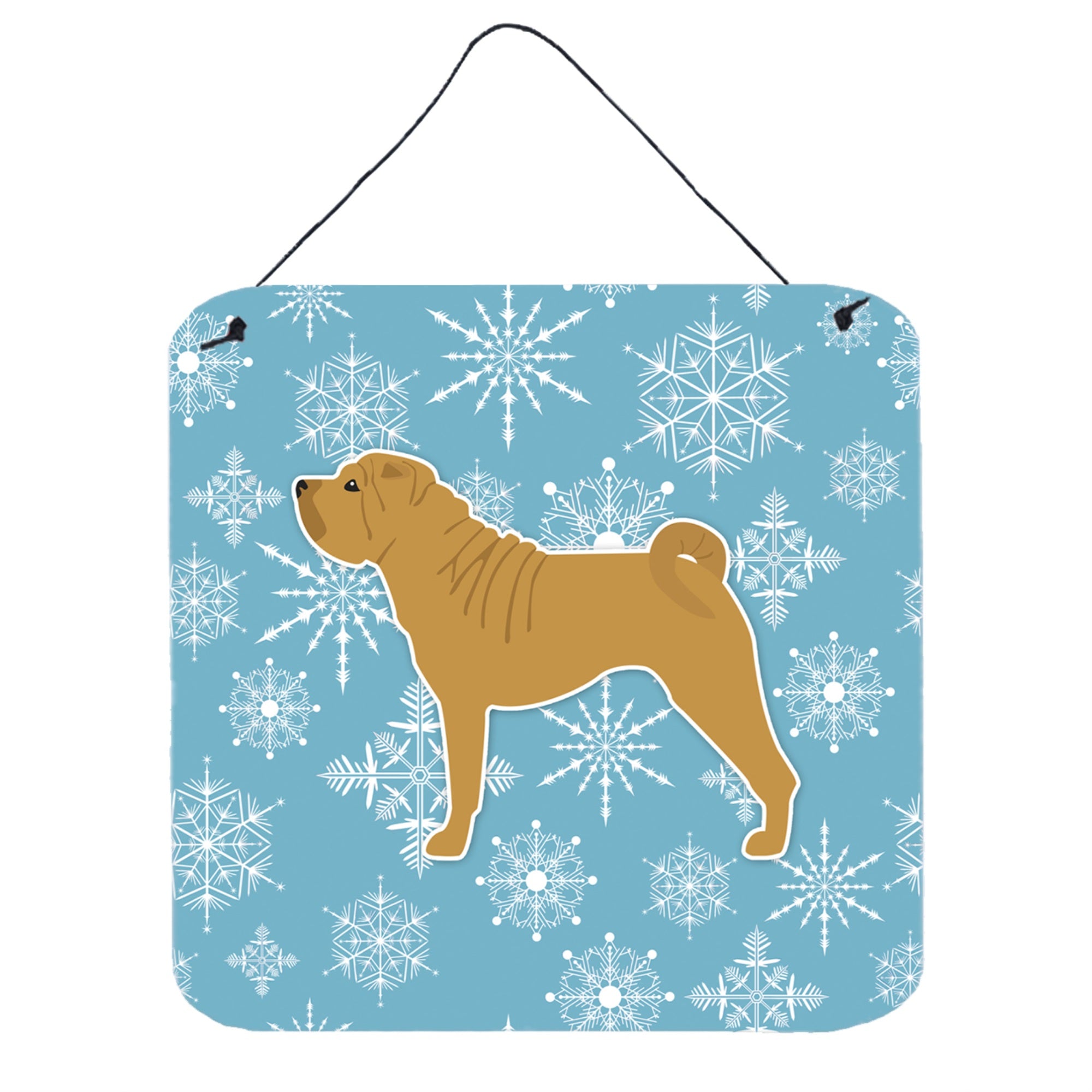 'Caroline'S Treasures Winter Snowflake Shar Pei Merry Wall Or Door Hanging Prints Bb3552Ds66, 6'''' X 6'''', Multicolor''