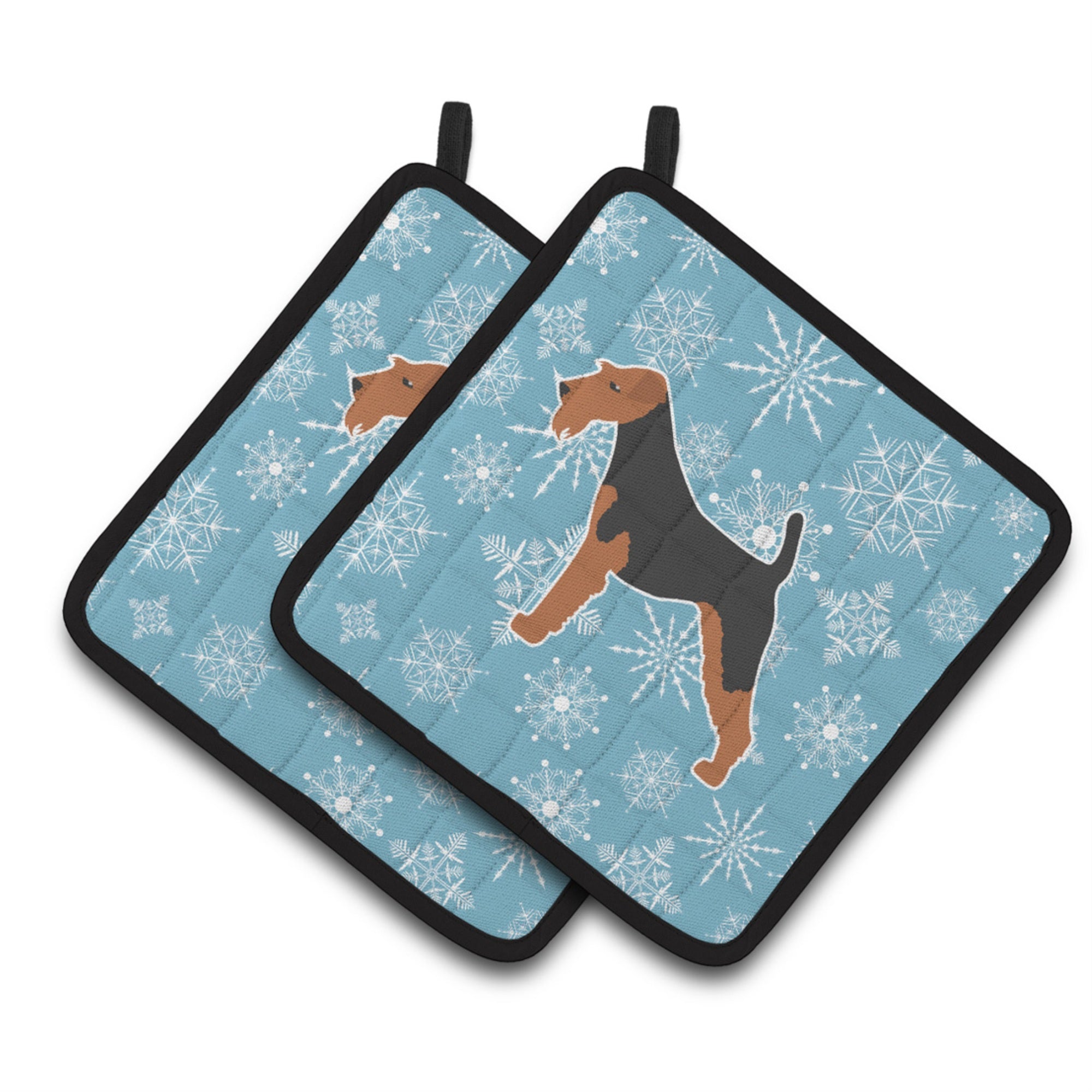 'Caroline'S Treasures Winter Snowflake Airedale Terrier Pair Of Pot Holders Bb3557Pthd, 7.5Hx7.5W, Multicolor''