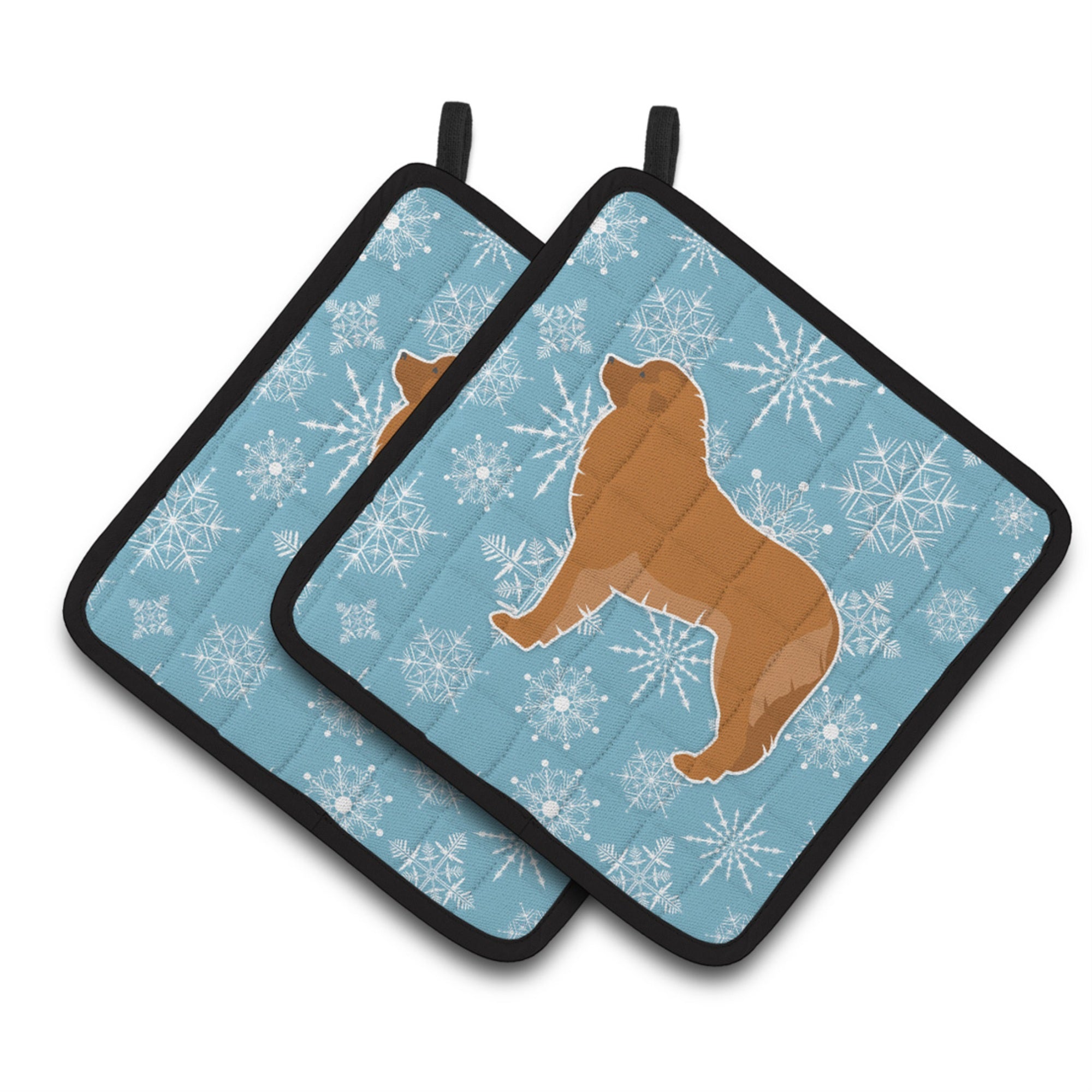 'Caroline'S Treasures Winter Snowflake Leonberger Pair Of Pot Holders Bb3558Pthd, 7.5Hx7.5W, Multicolor''