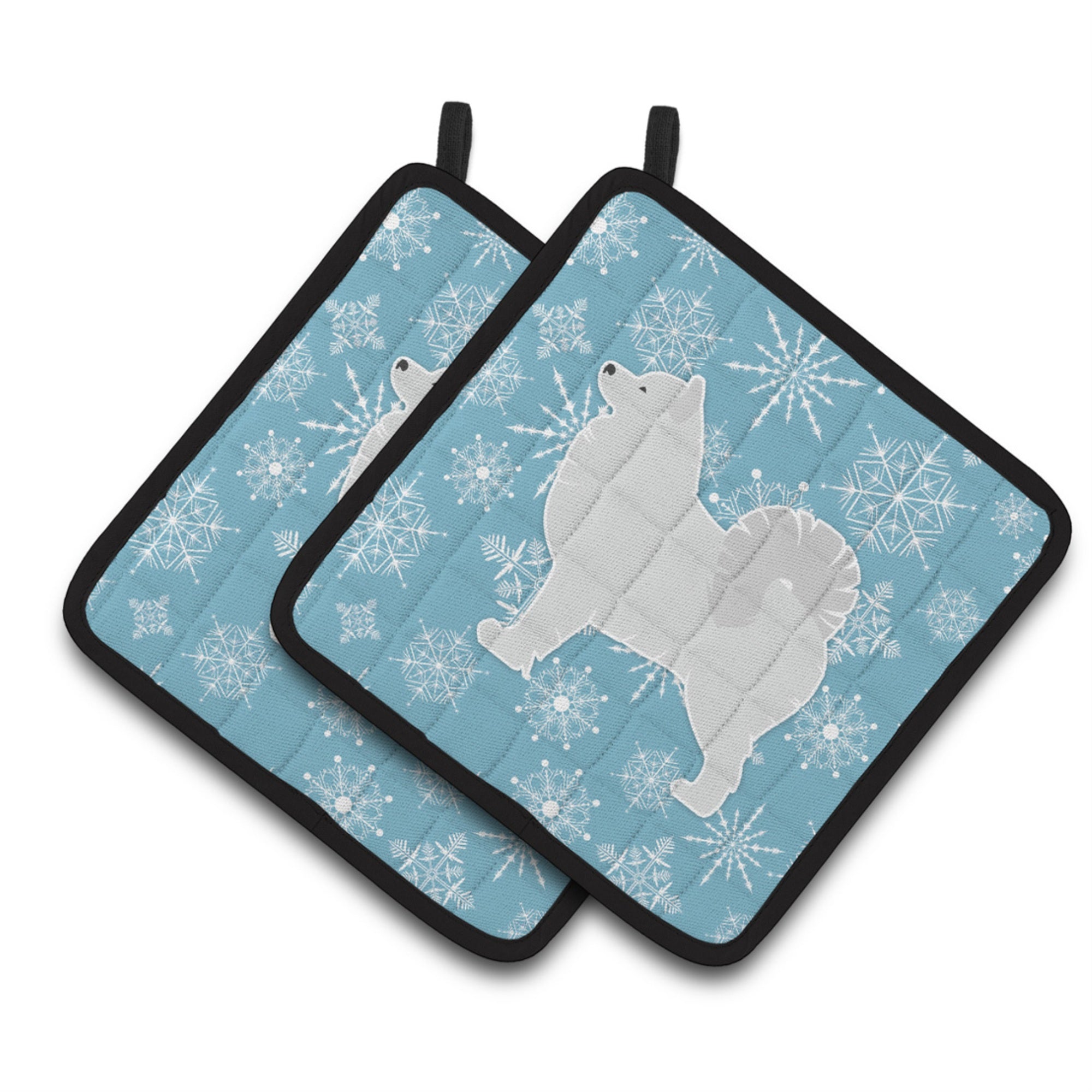 'Caroline'S Treasures Winter Snowflake Samoyed Pair Of Pot Holders Bb3559Pthd, 7.5Hx7.5W, Multicolor''