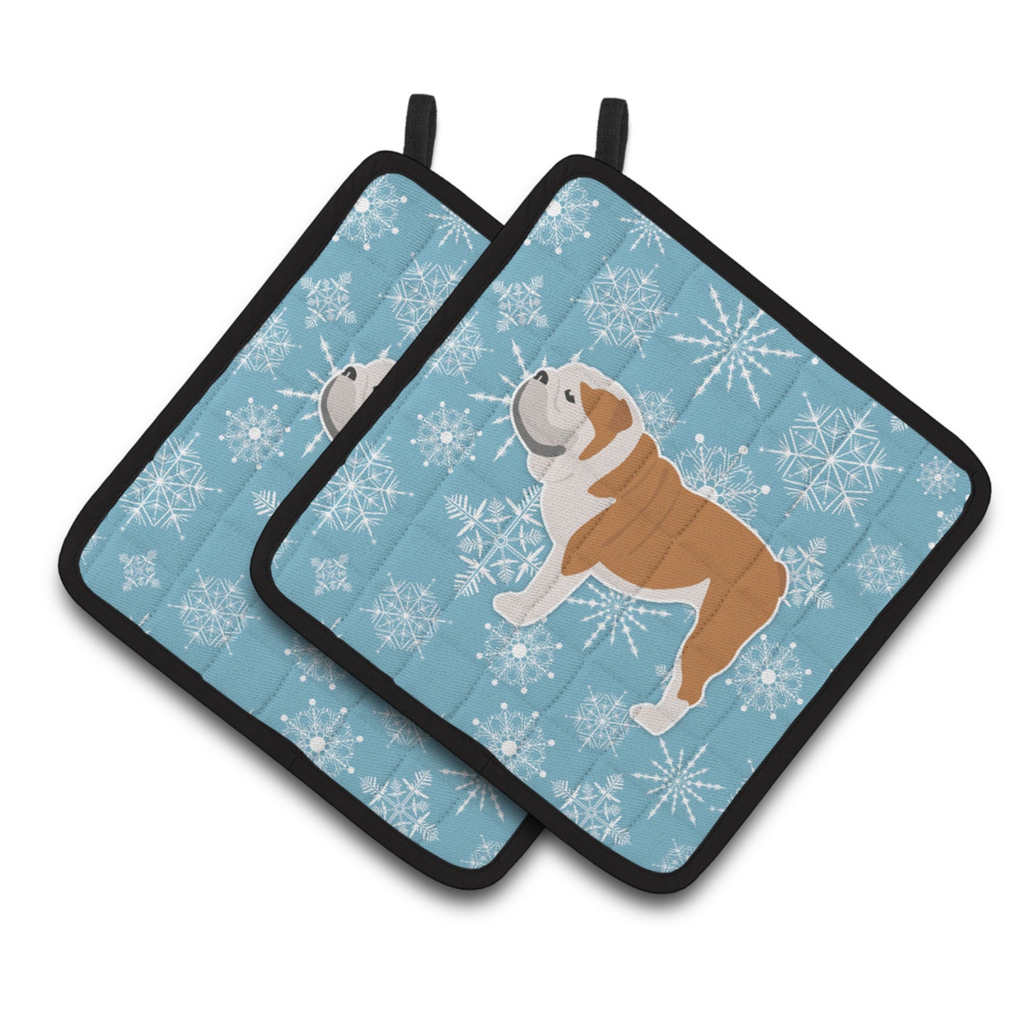 'Caroline'S Treasures Winter Snowflake English Bulldog Pair Of Pot Holders Bb3562Pthd, 7.5Hx7.5W, Multicolor''