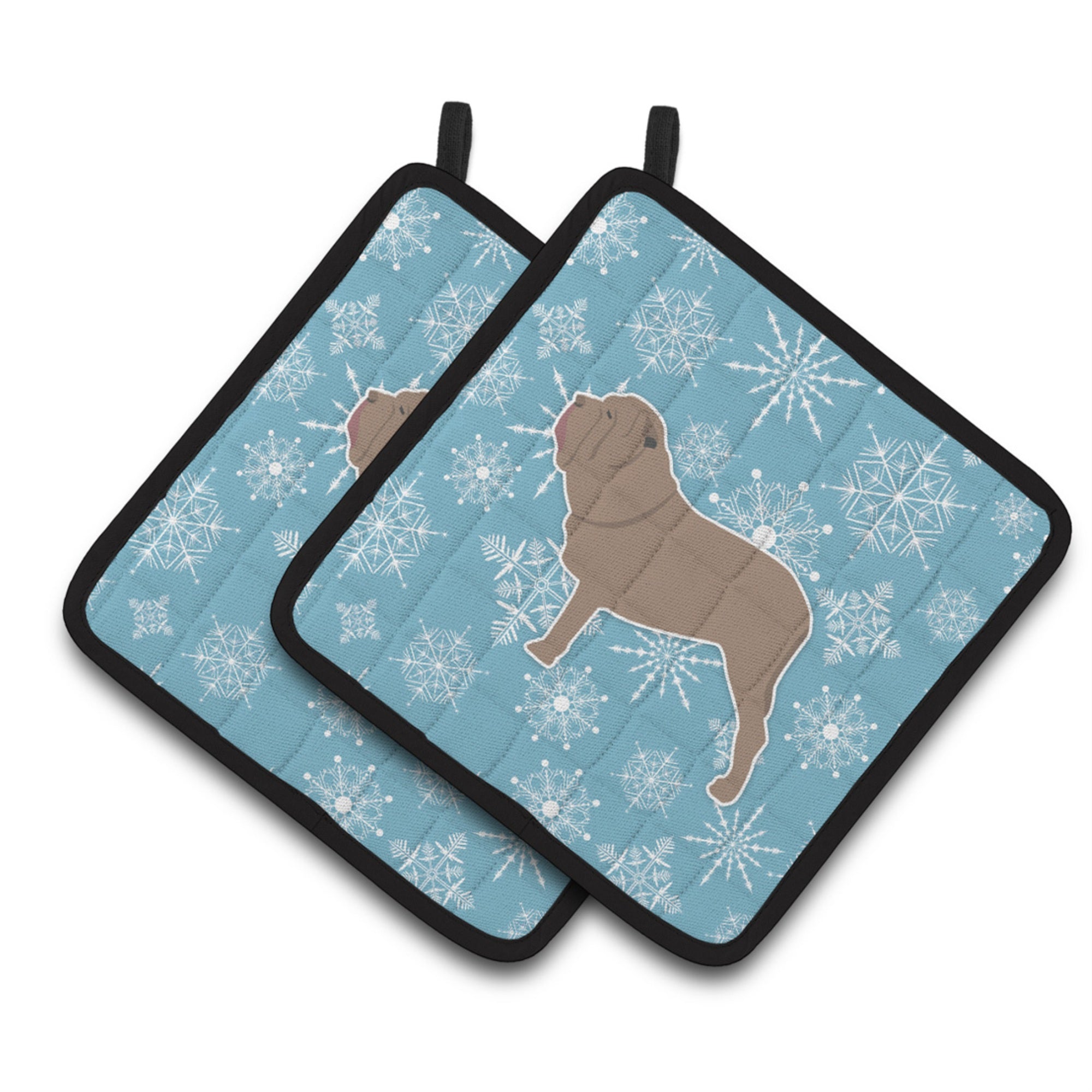 'Caroline'S Treasures Winter Snowflake Neapolitan Mastiff Pair Of Pot Holders Bb3565Pthd, 7.5Hx7.5W, Multicolor''