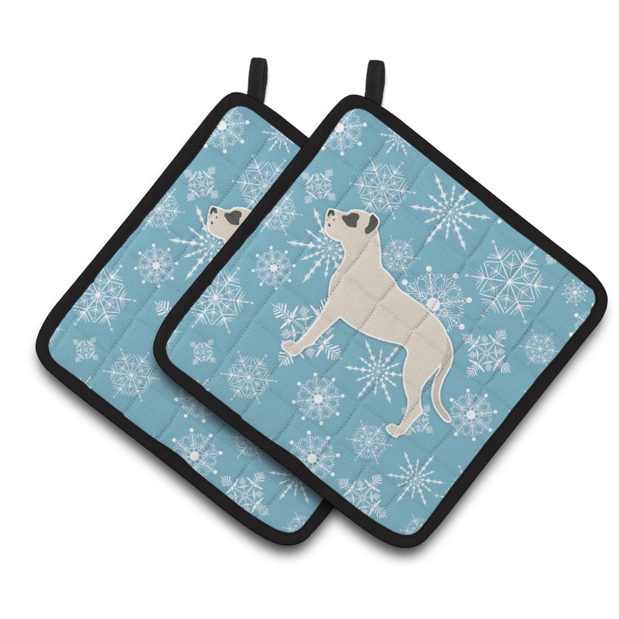 'Caroline'S Treasures Winter Snowflake Dogo Argentino Pair Of Pot Holders Bb3567Pthd, 7.5Hx7.5W, Multicolor''