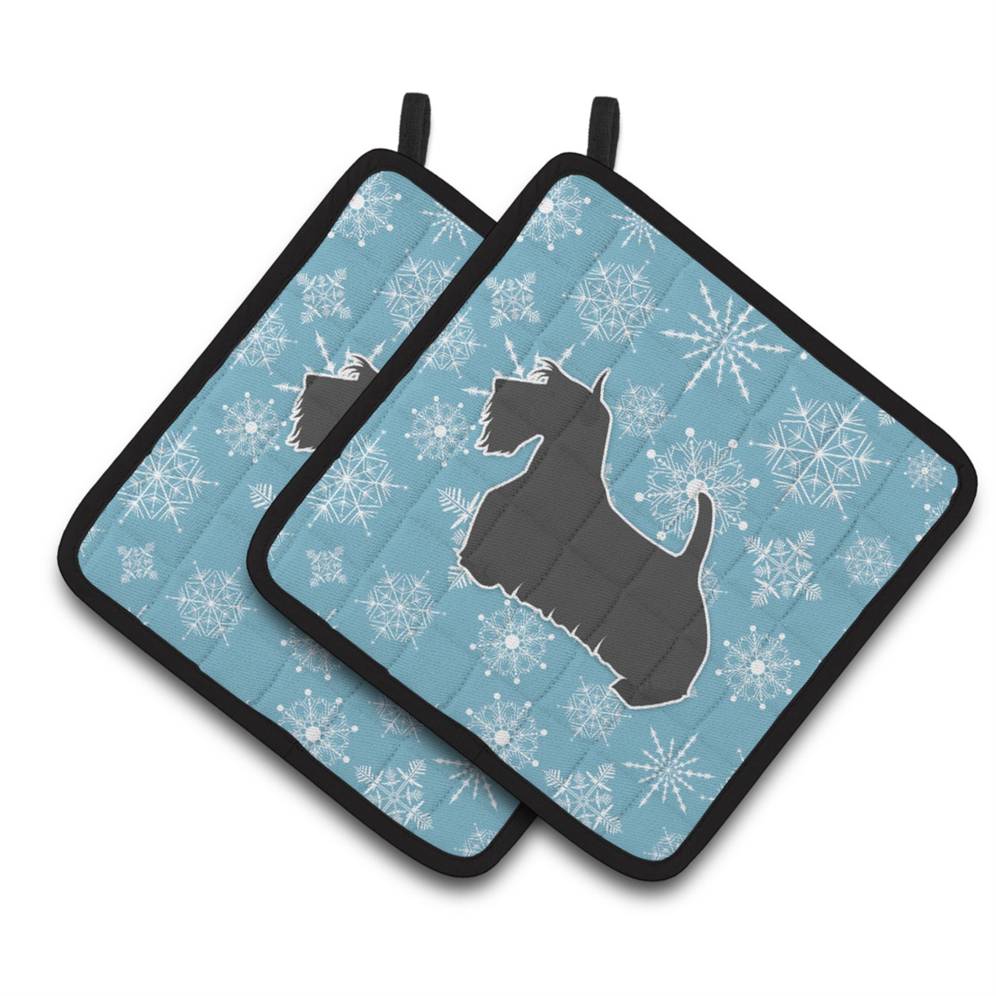 'Caroline'S Treasures Winter Snowflake Scottish Terrier Pair Of Pot Holders Bb3569Pthd, 7.5Hx7.5W, Multicolor''
