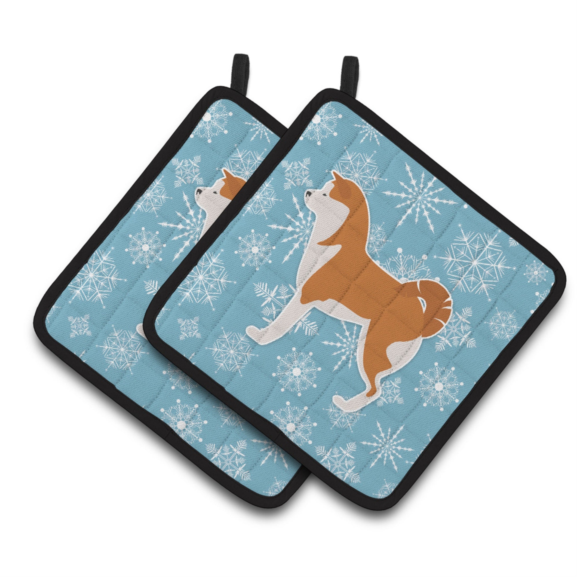 'Caroline'S Treasures Winter Snowflake Akita Pair Of Pot Holders Bb3572Pthd, 7.5Hx7.5W, Multicolor''