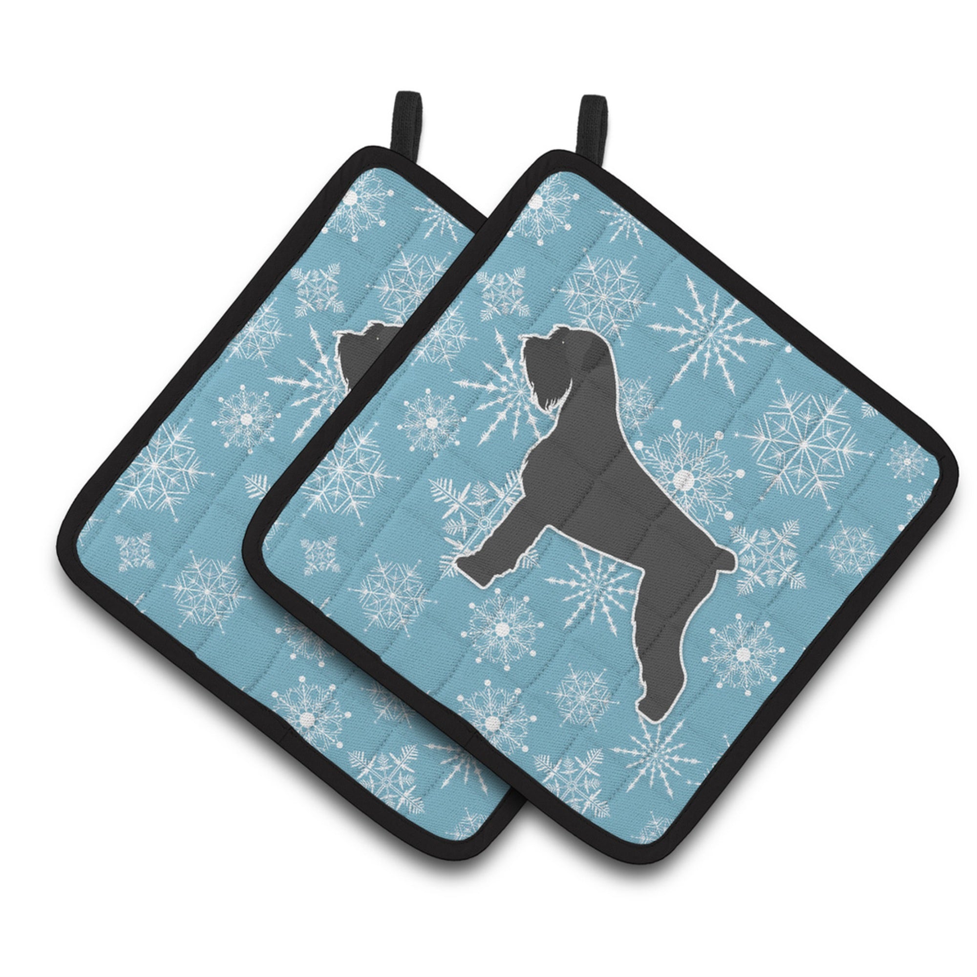 'Caroline'S Treasures Winter Snowflake Giant Schnauzer Pair Of Pot Holders Bb3573Pthd, 7.5Hx7.5W, Multicolor''