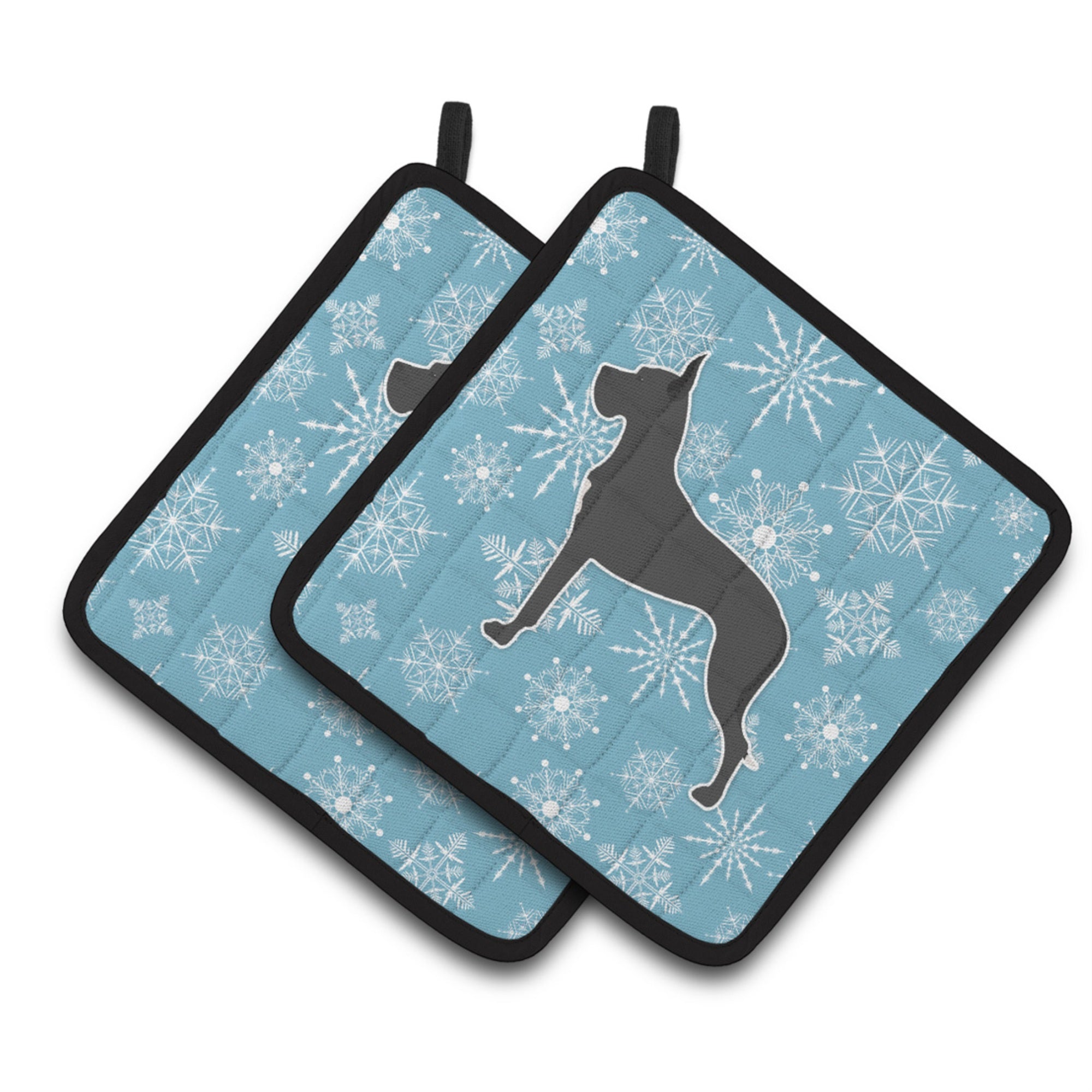 'Caroline'S Treasures Winter Snowflake Great Dane Pair Of Pot Holders Bb3575Pthd, 7.5Hx7.5W, Multicolor''