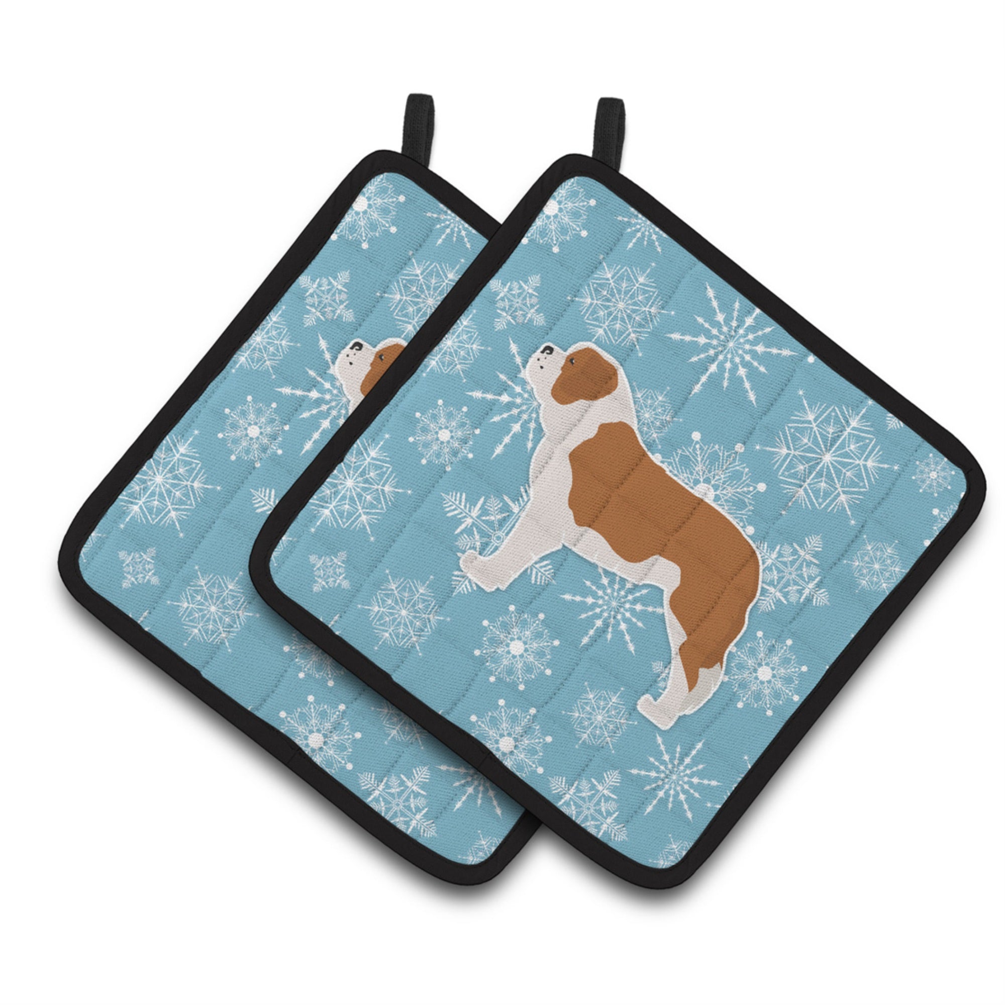 'Caroline'S Treasures Winter Snowflake Saint Bernard Pair Of Pot Holders Bb3576Pthd, 7.5Hx7.5W, Multicolor''