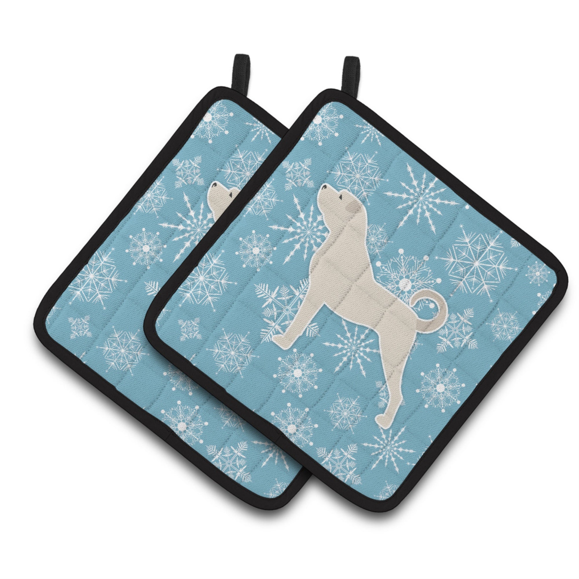 'Caroline'S Treasures Winter Snowflake Anatolian Shepherd Pair Of Pot Holders Bb3577Pthd, 7.5Hx7.5W, Multicolor''