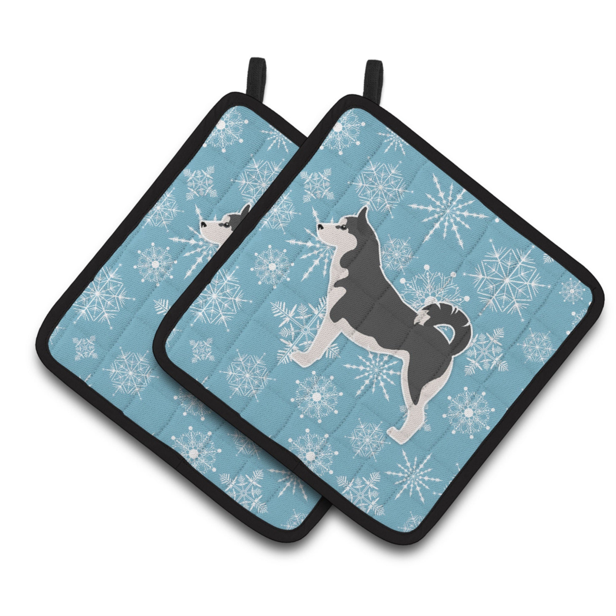 'Caroline'S Treasures Winter Snowflake Siberian Husky Pair Of Pot Holders Bb3580Pthd, 7.5Hx7.5W, Multicolor''