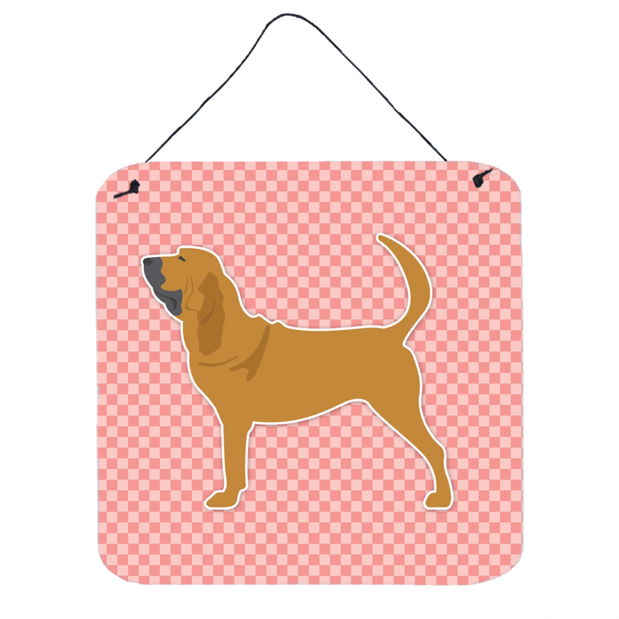 'Caroline'S Treasures Bloodhound Checkerboard Pink Wall Or Door Hanging Prints Bb3584Ds66, 6'''' X 6'''', Multicolor''